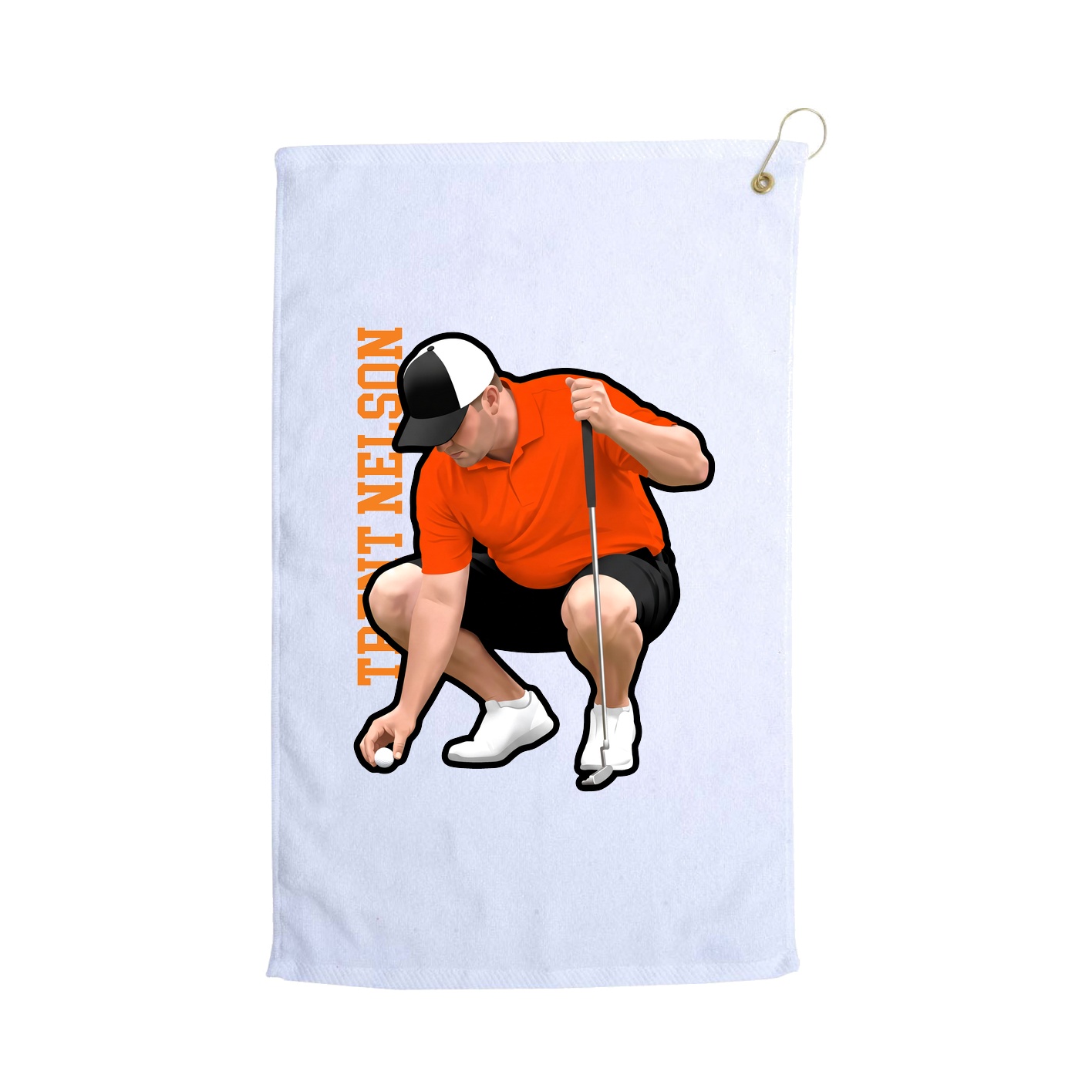 Golf Towel — Name Vertical in White