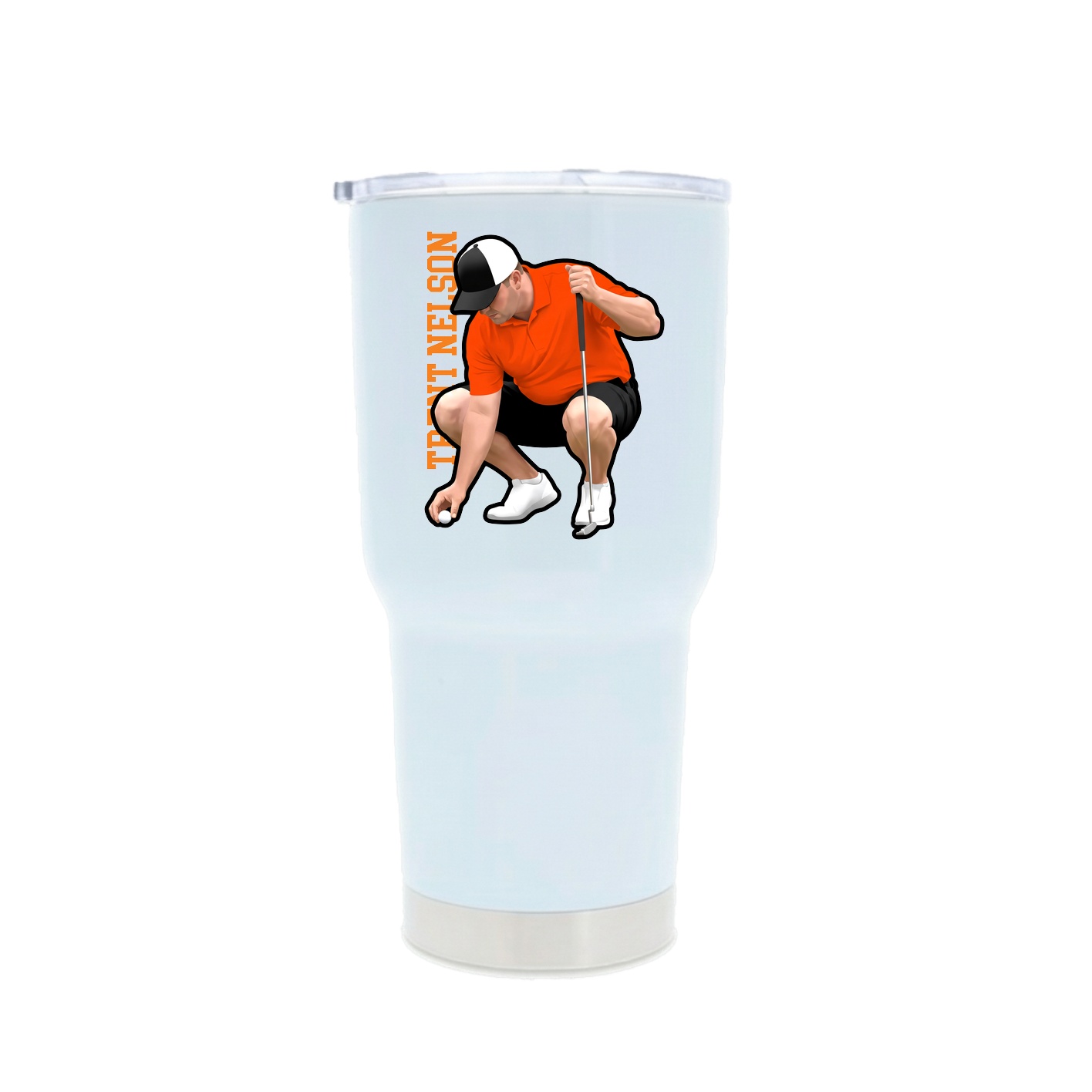 30oz Stainless Steel Tumbler — Name Vertical in White