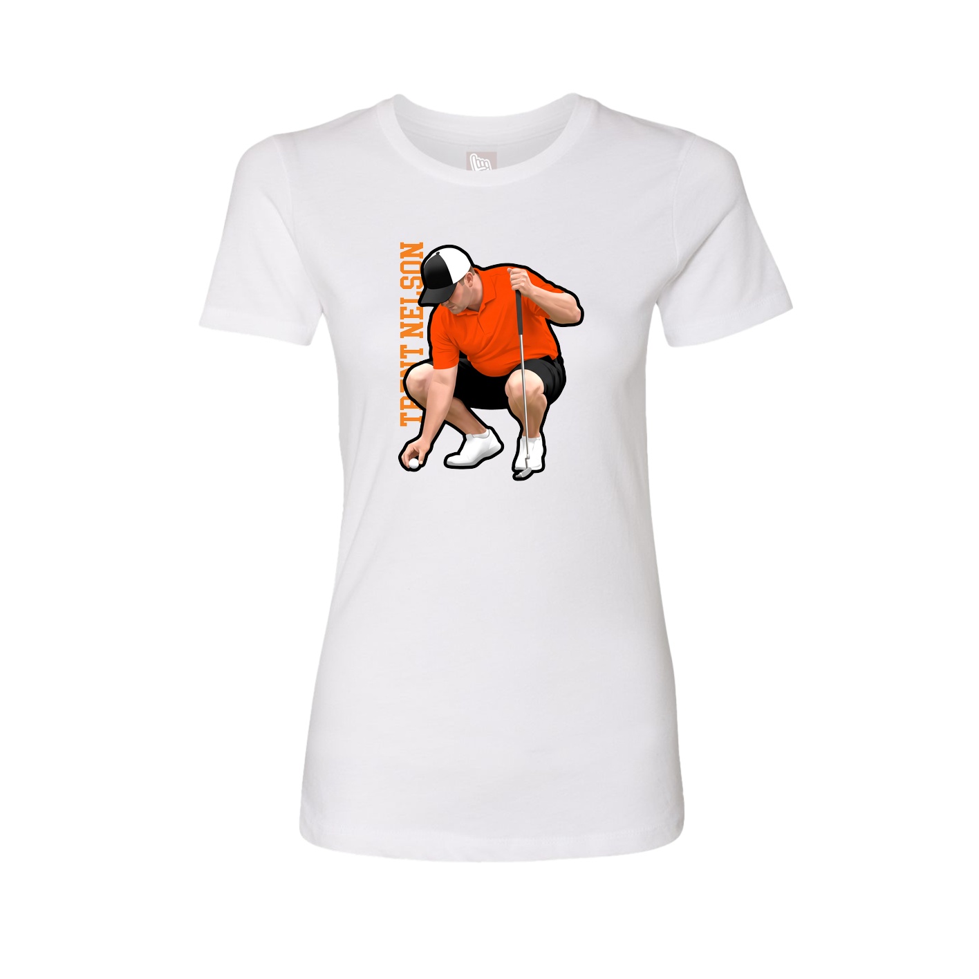Fitted Women's Tee — Name Vertical in White