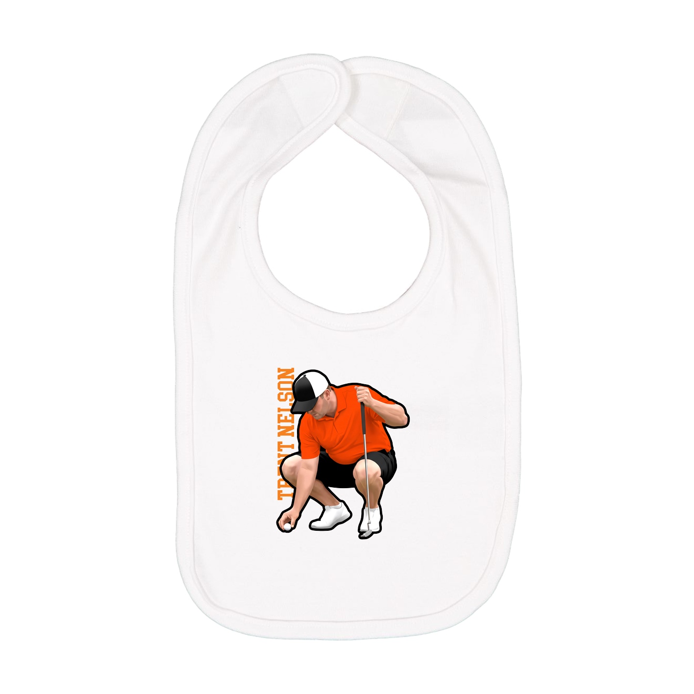 Infant Bib — Name Vertical in White