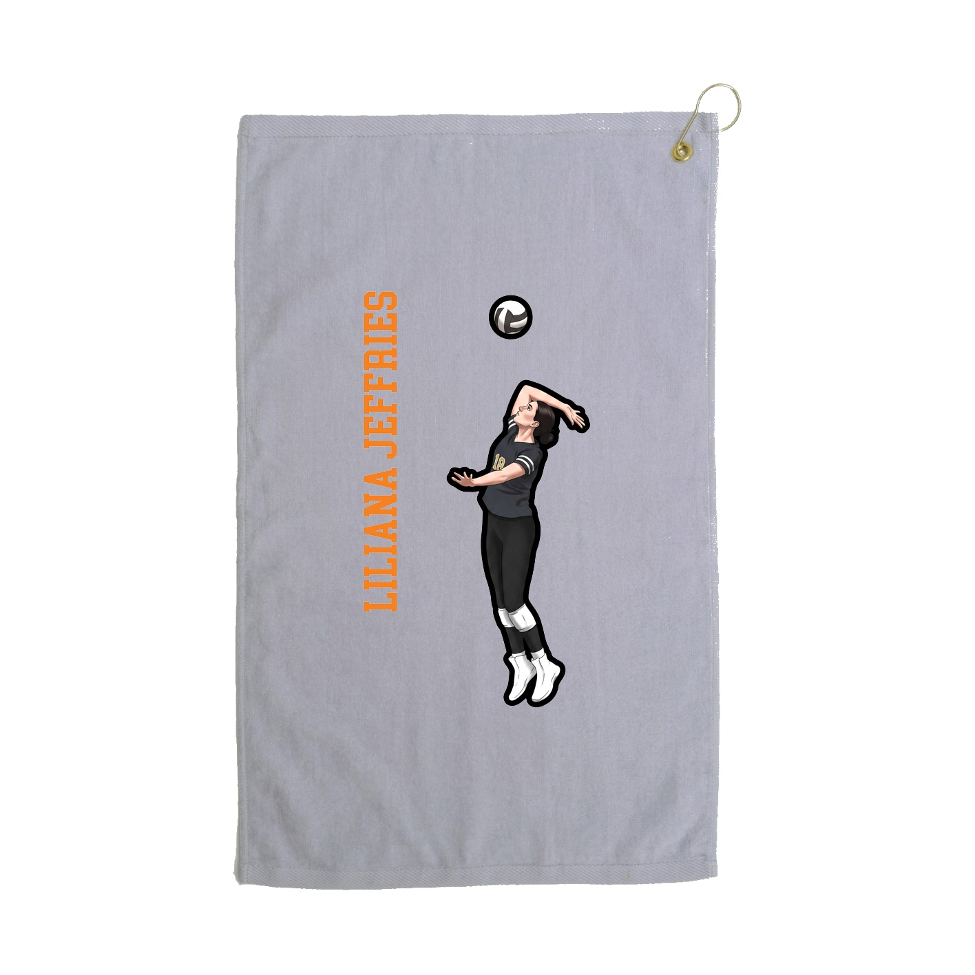 Golf Towel — Name Vertical in Grey
