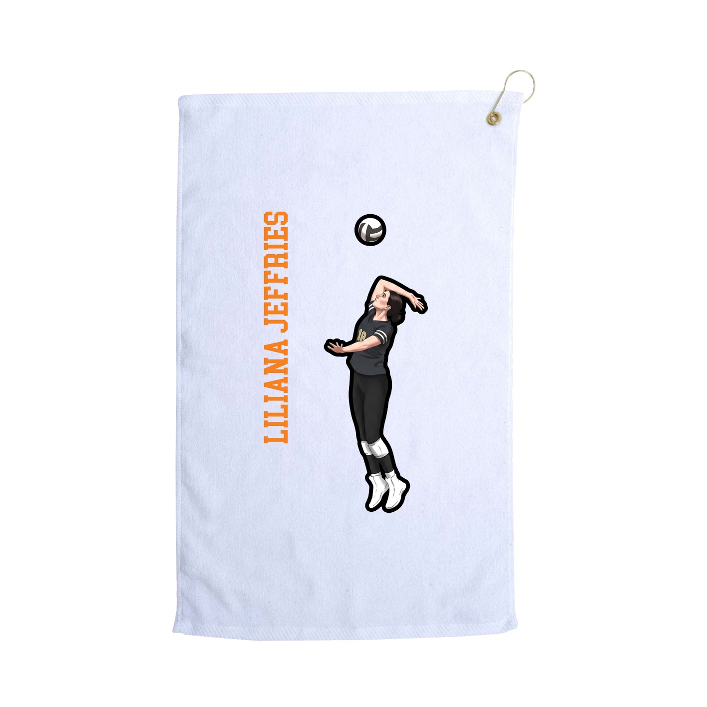 Golf Towel — Name Vertical in White
