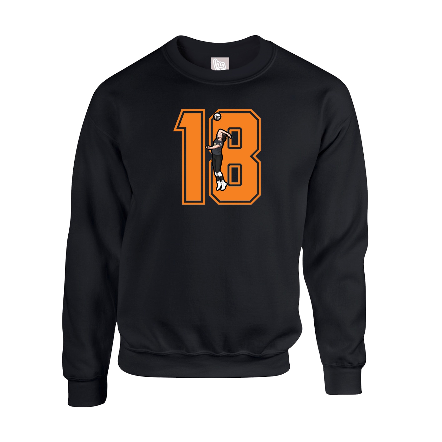 Fleece Crew — Number in Black