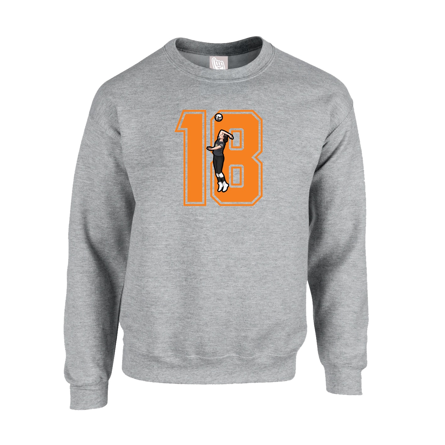 Fleece Crew — Number in Grey