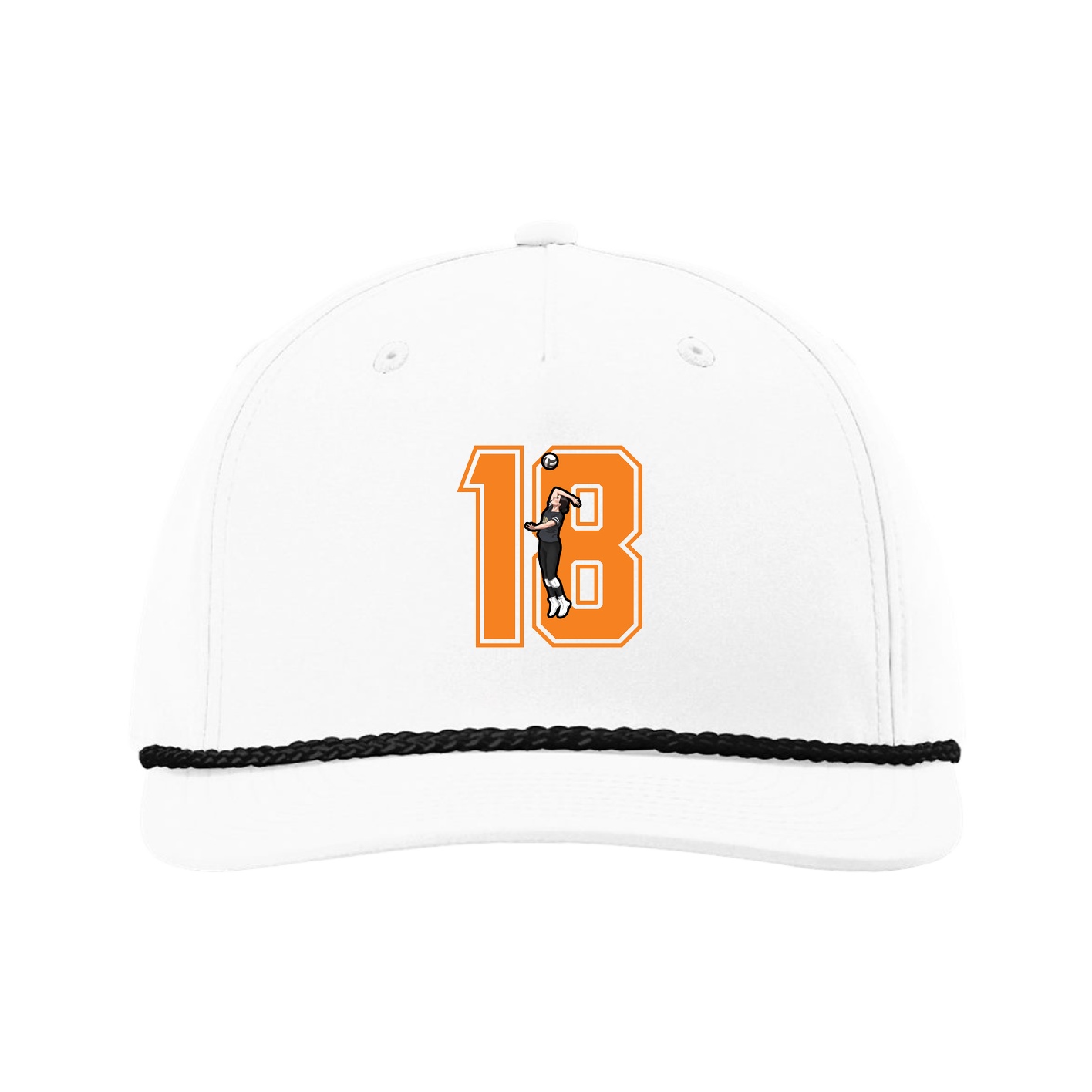 Five-Panel Classic Rope Cap — Number in White