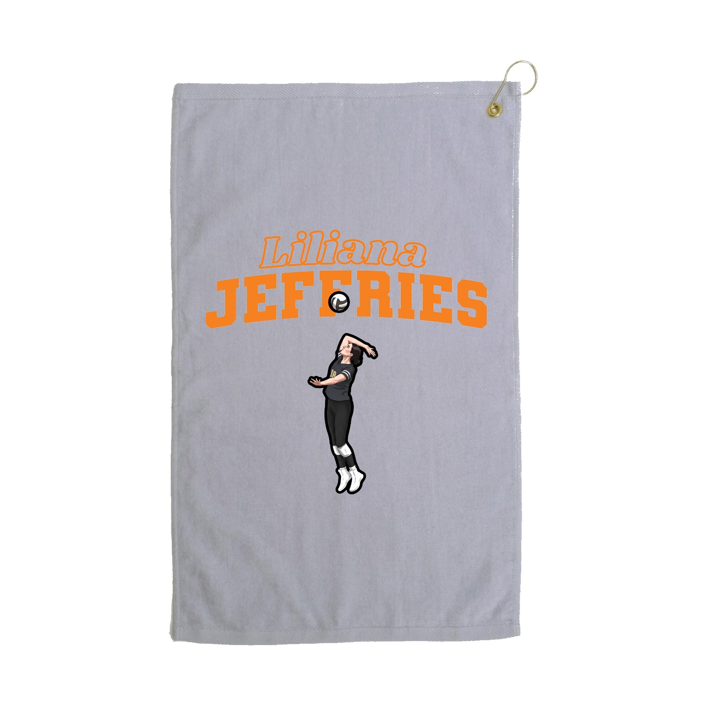 Golf Towel — Name Arch in Grey