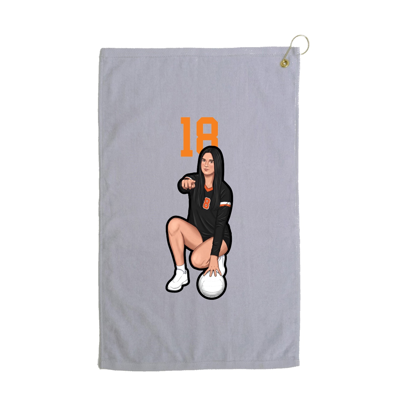 Golf Towel — Number Top in Grey
