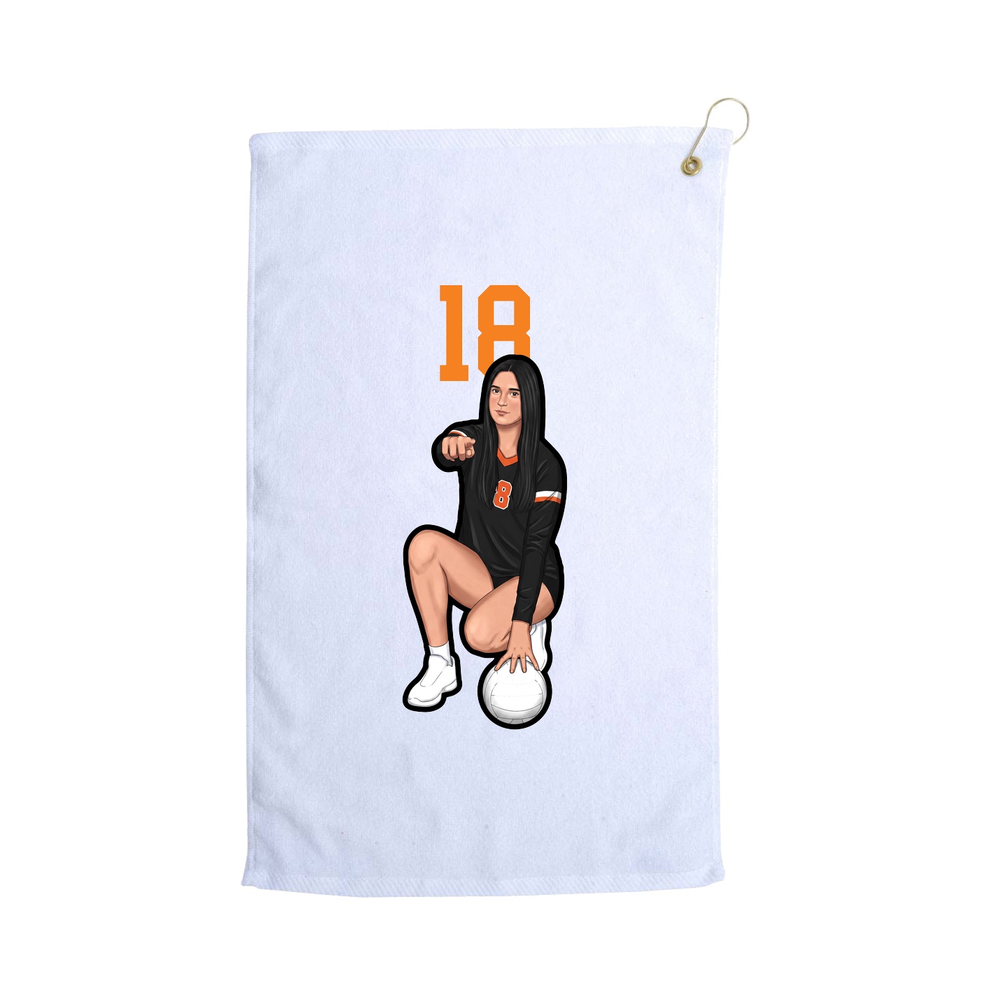 Golf Towel — Number Top in White
