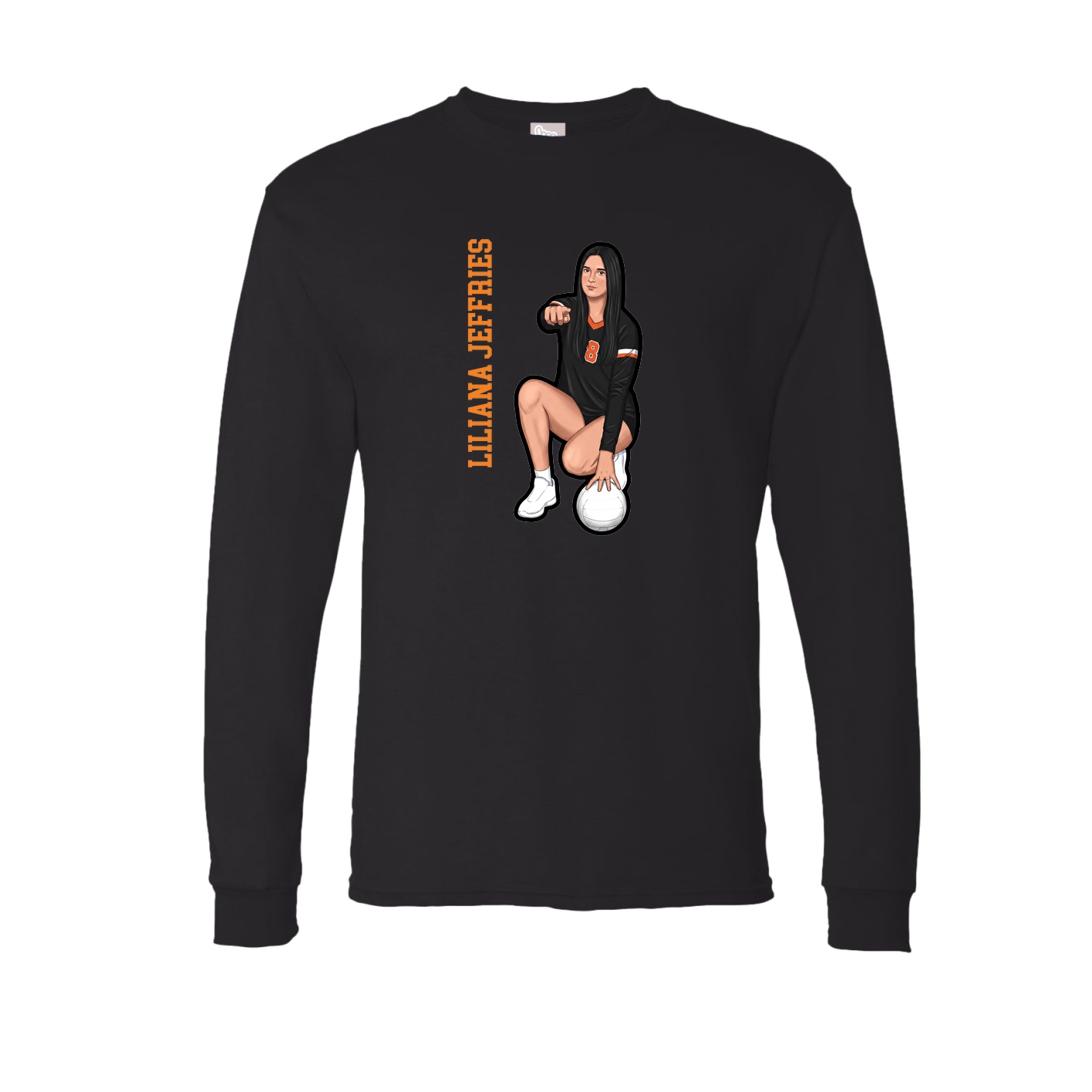 Long Sleeve Tee — Name Vertical in Black
