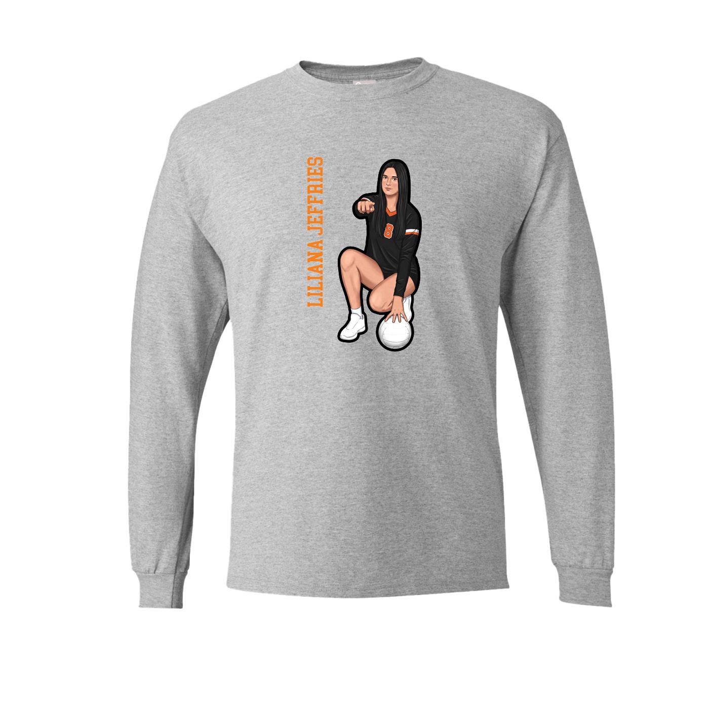 Long Sleeve Tee — Name Vertical in Grey