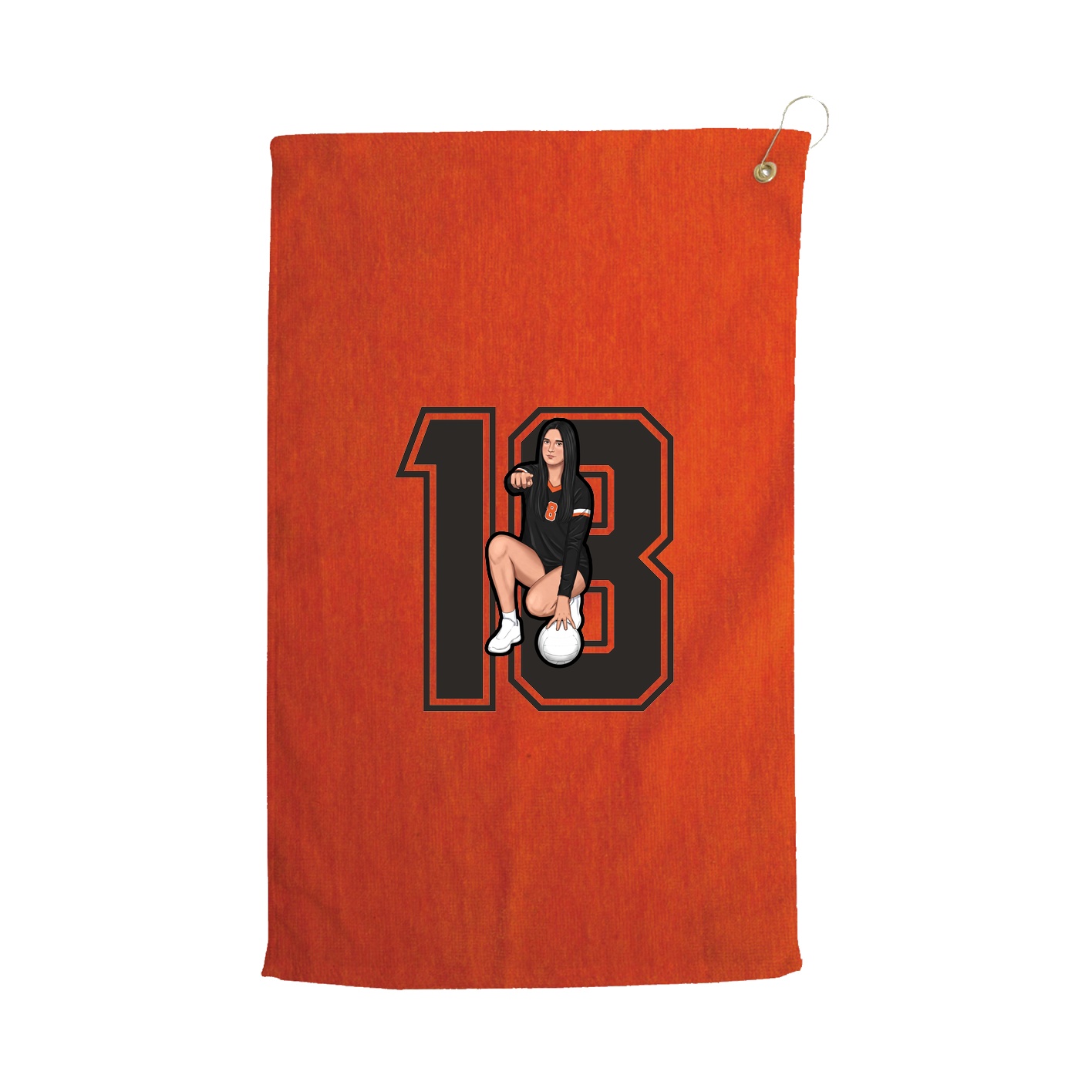 Golf Towel — Number in Orange