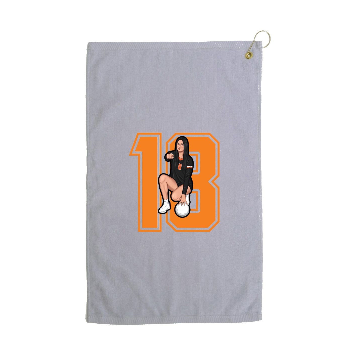 Golf Towel — Number in Grey