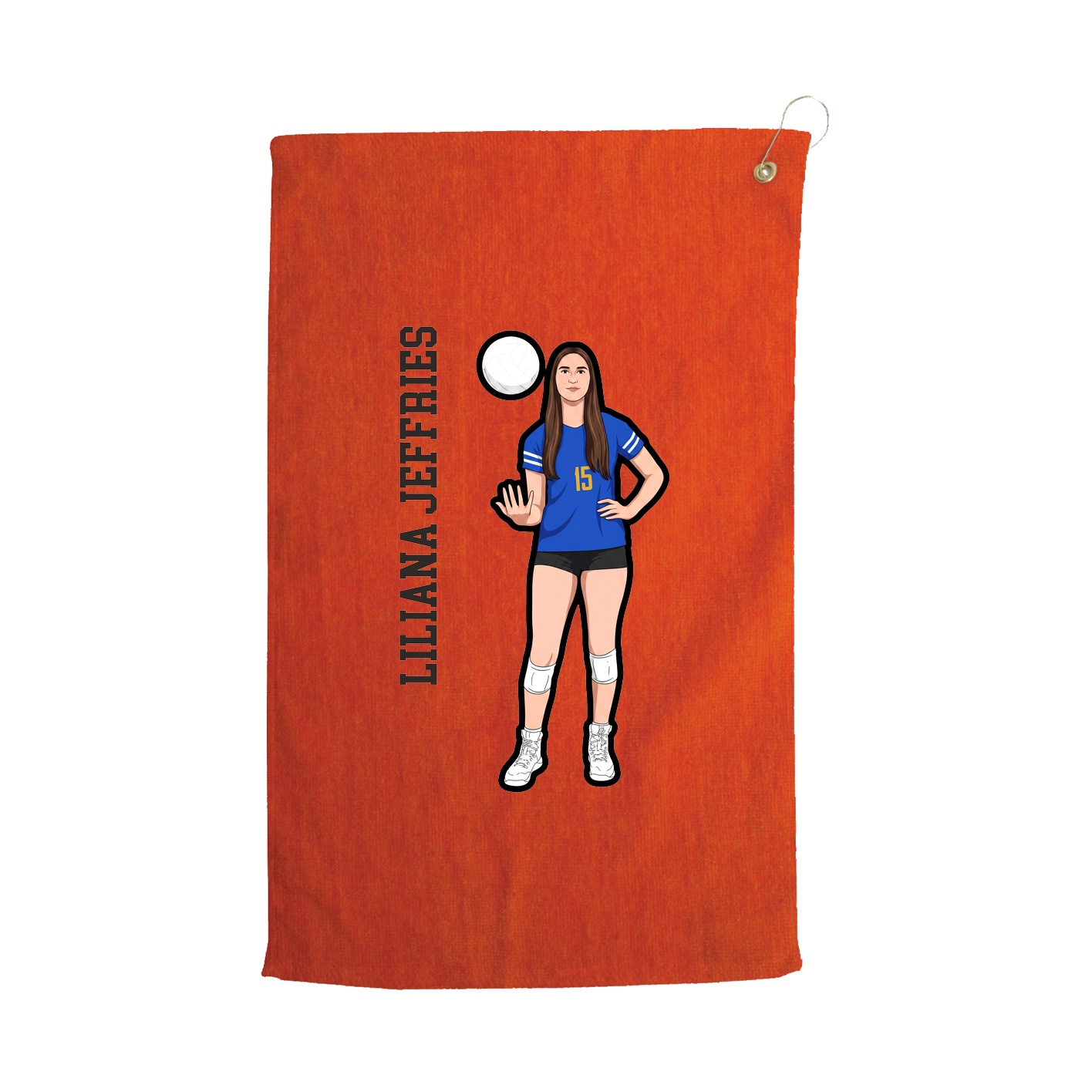 Golf Towel — Name Vertical in Orange