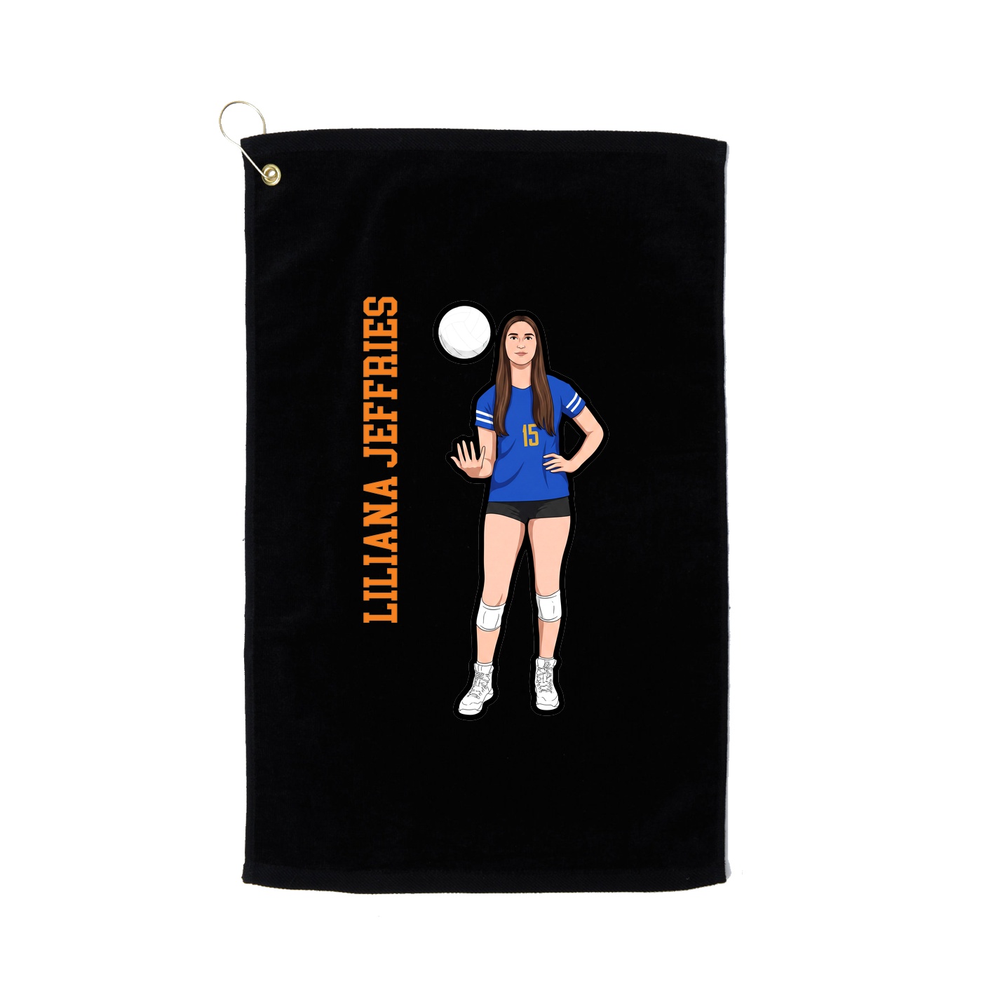 Golf Towel — Name Vertical in Black