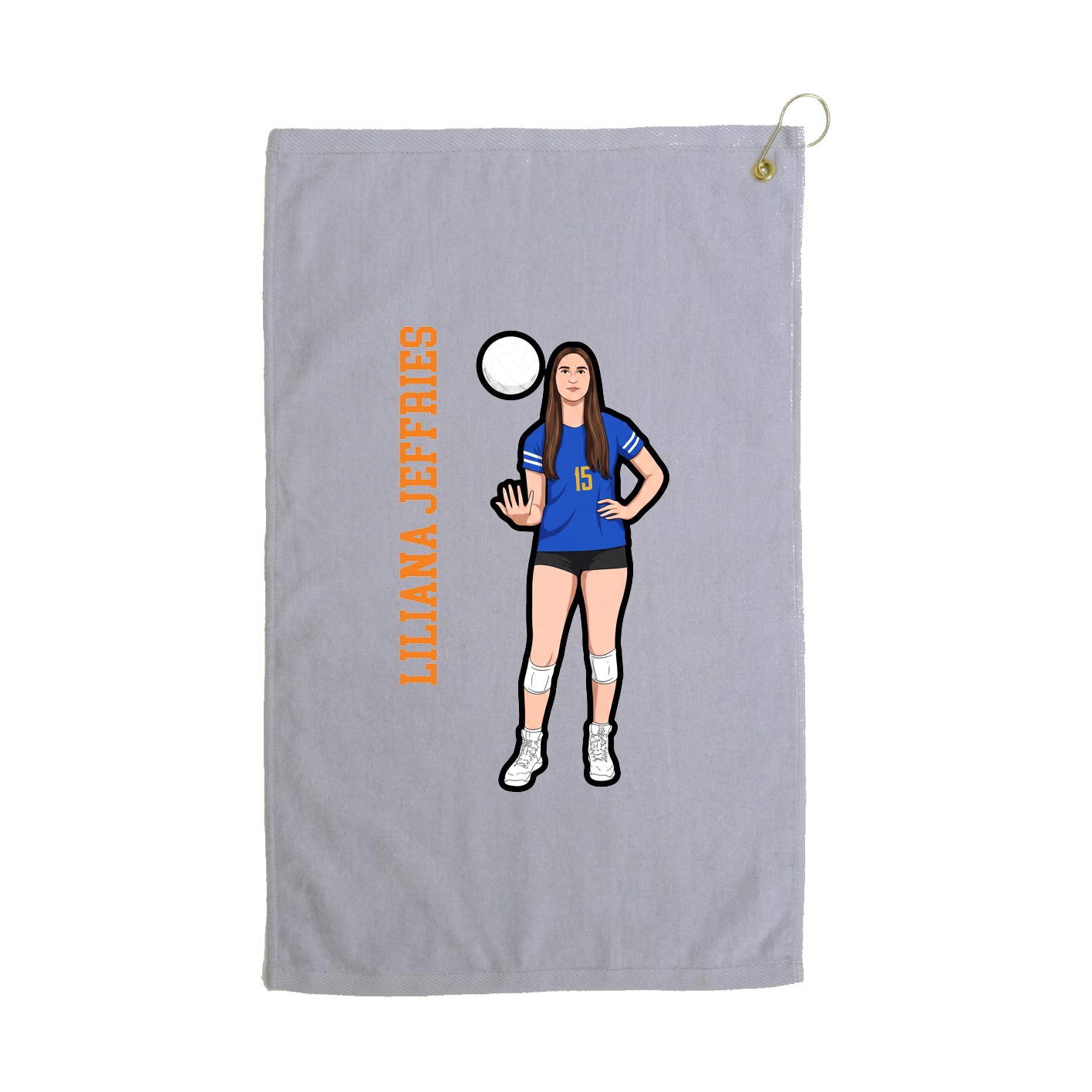 Golf Towel — Name Vertical in Grey
