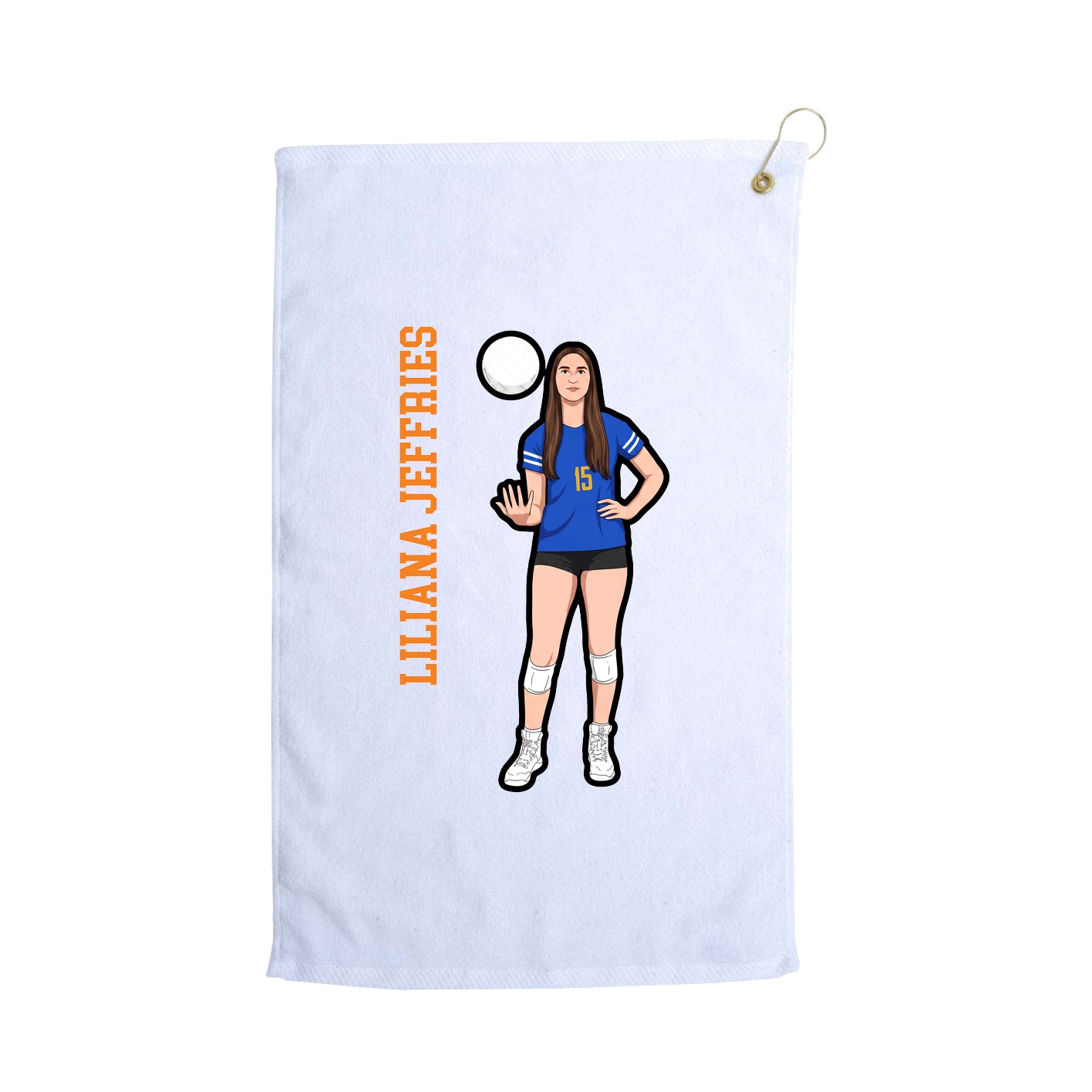 Golf Towel — Name Vertical in White