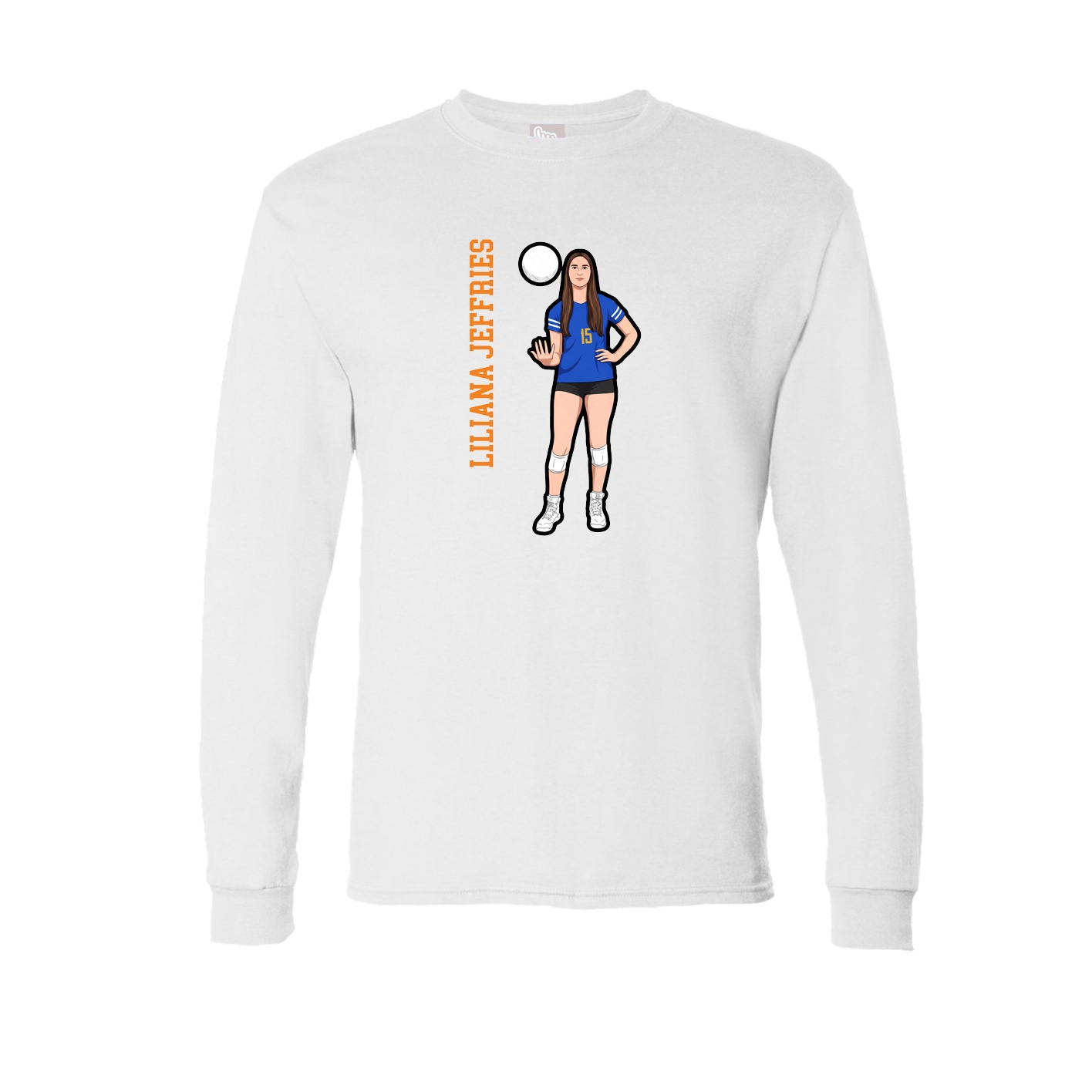Long Sleeve Tee — Name Vertical in White