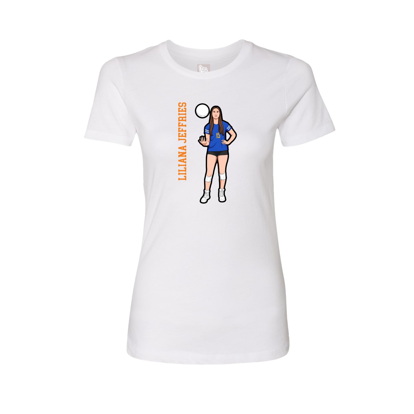 Womens Tee — Name Vertical in White