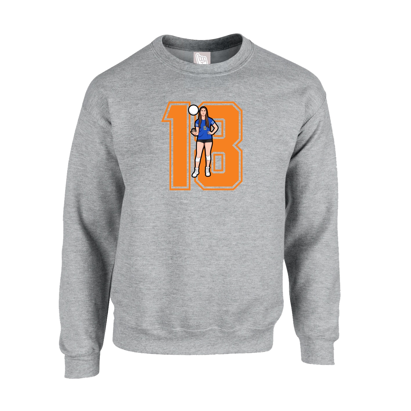 Fleece Crew — Number in Grey