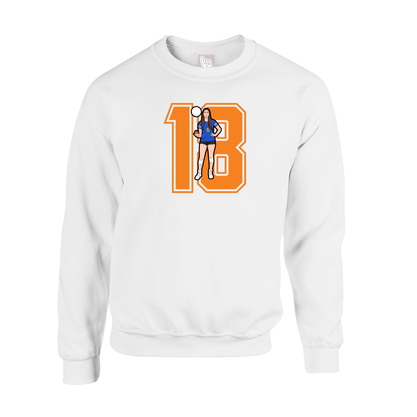 Fleece Crew — Number in White
