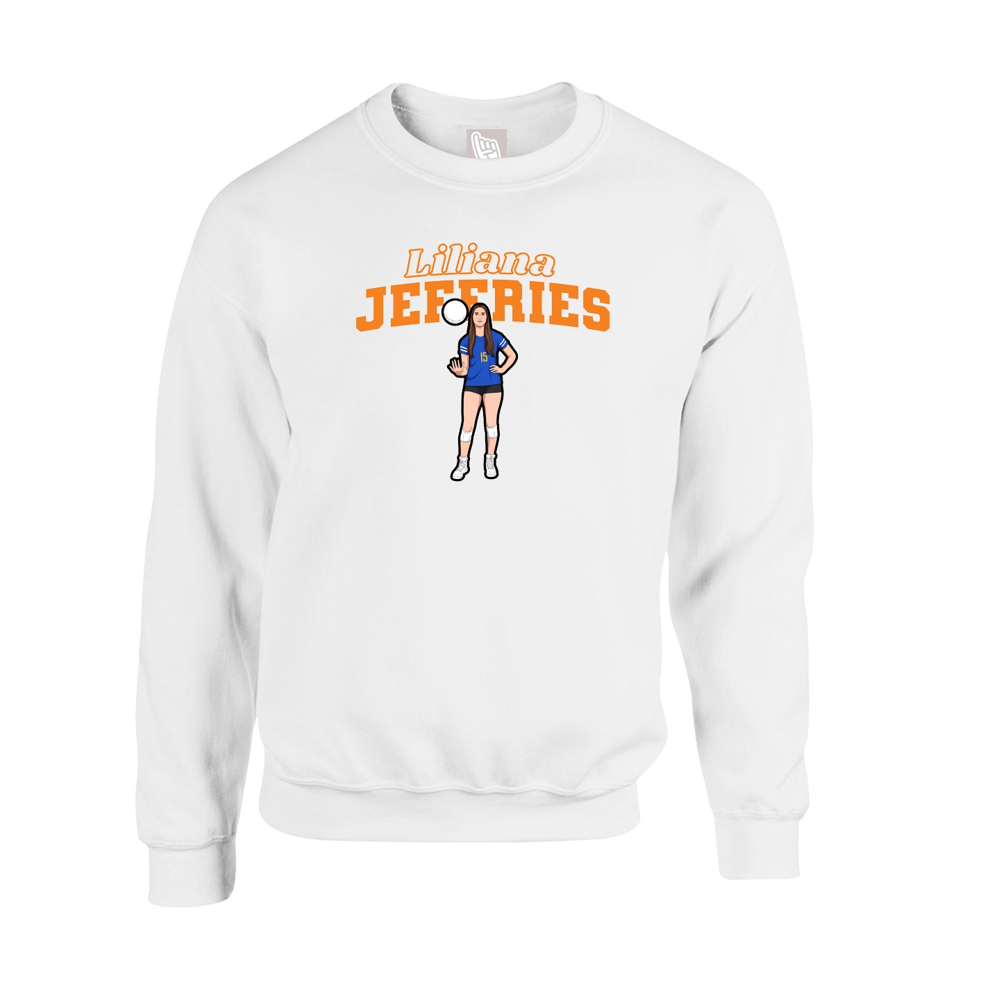 Fleece Crew — Name Arch in White