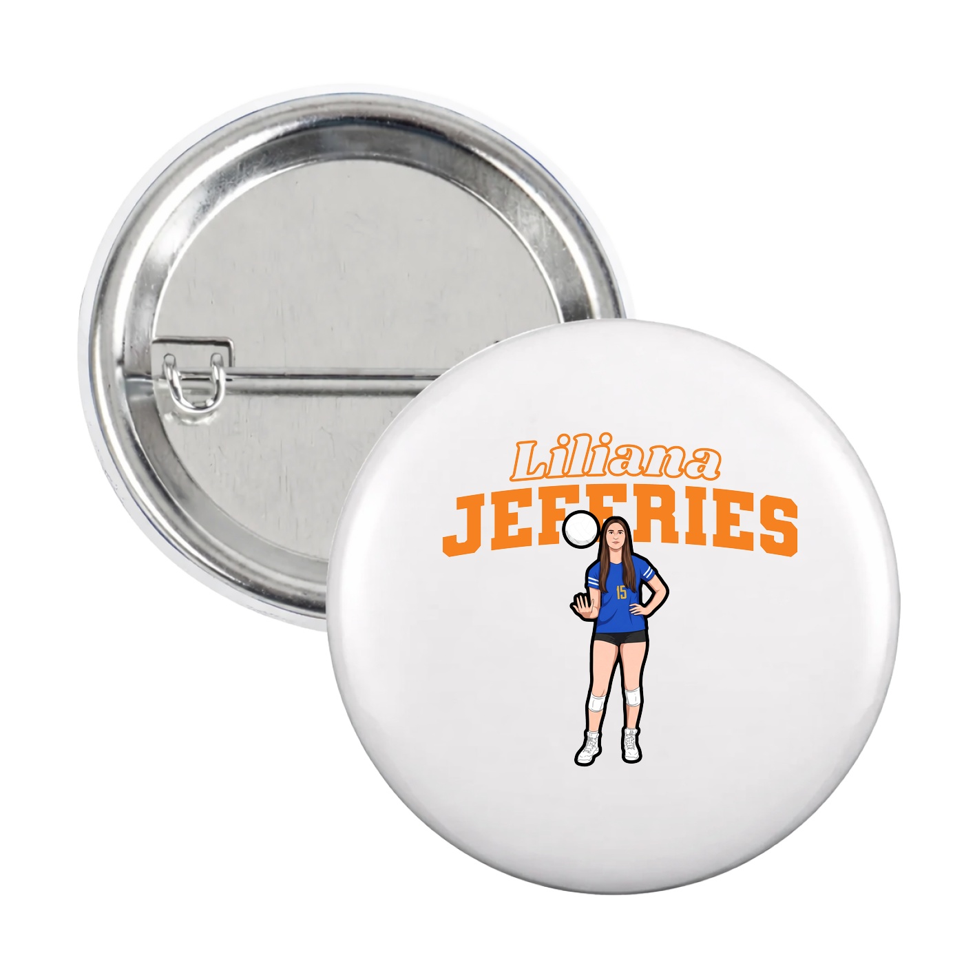 Game Day Button — Name Arch in White