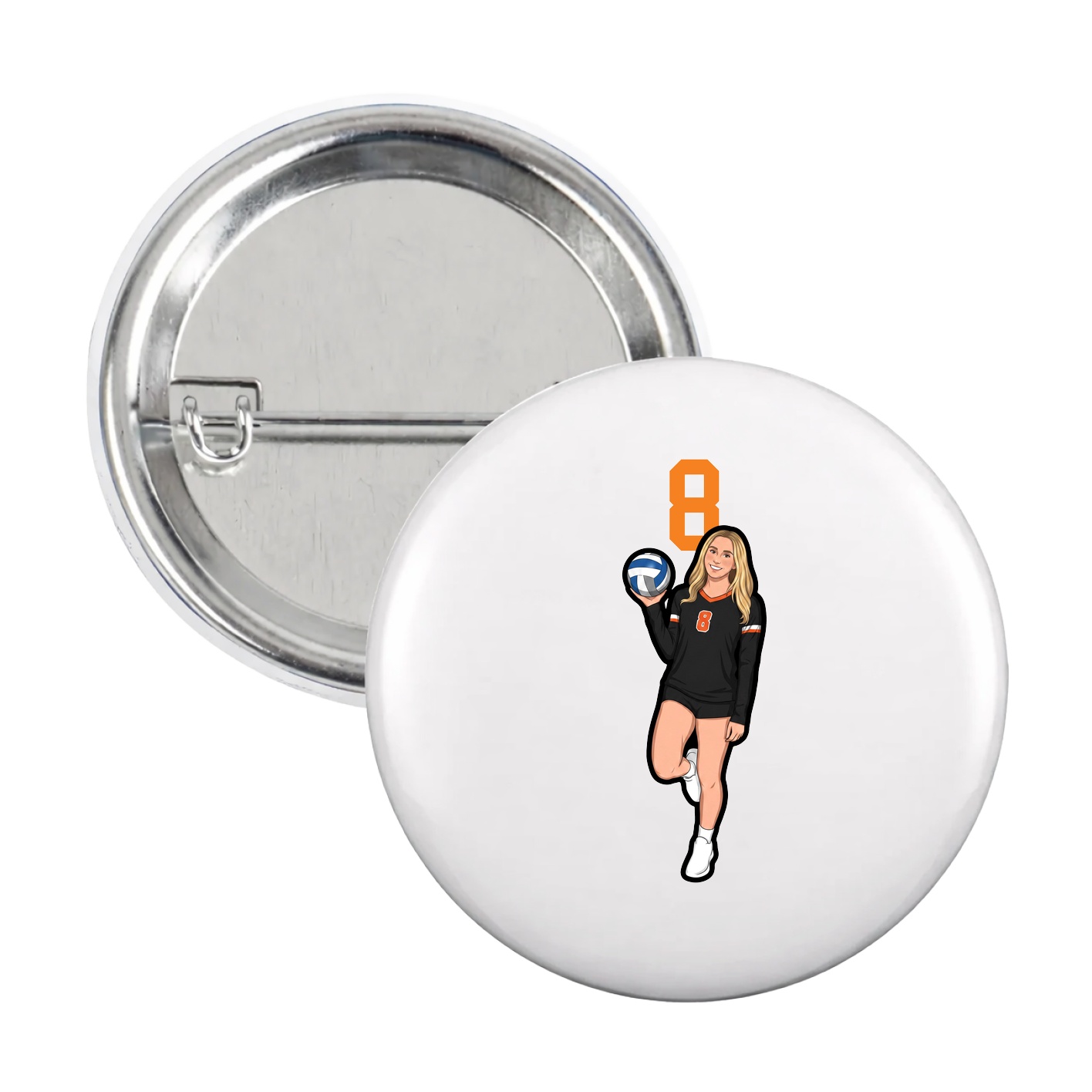 Game Day Button — Number Top in White