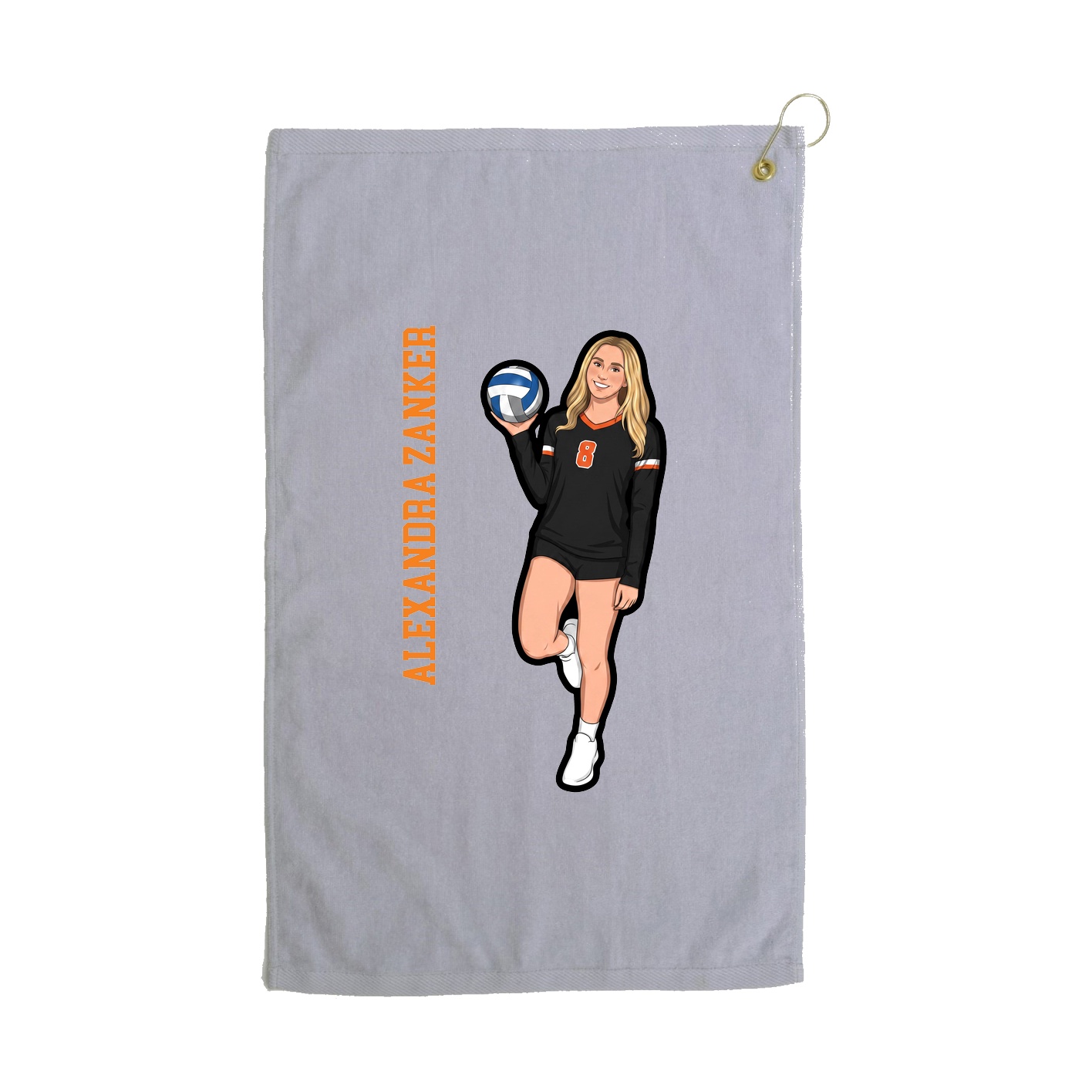 Golf Towel — Name Vertical in Grey