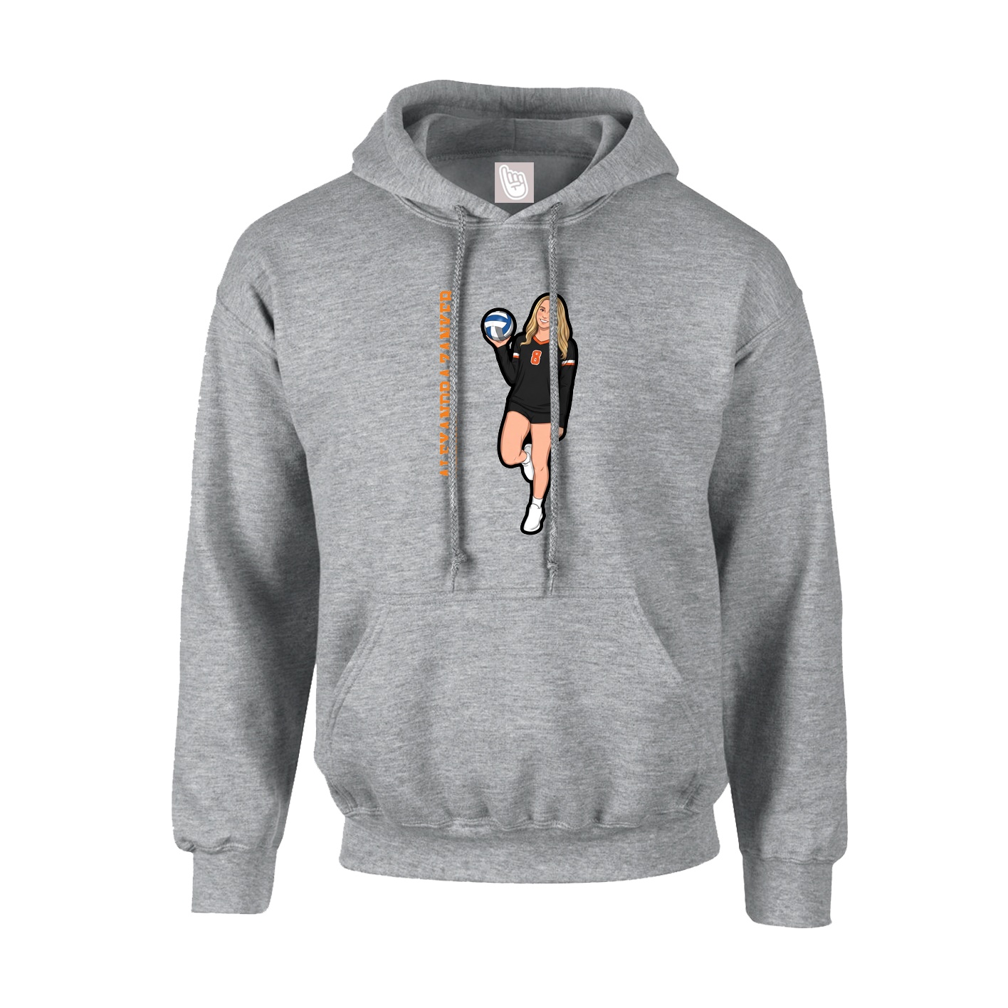 Youth Hoodie — Name Vertical in Grey