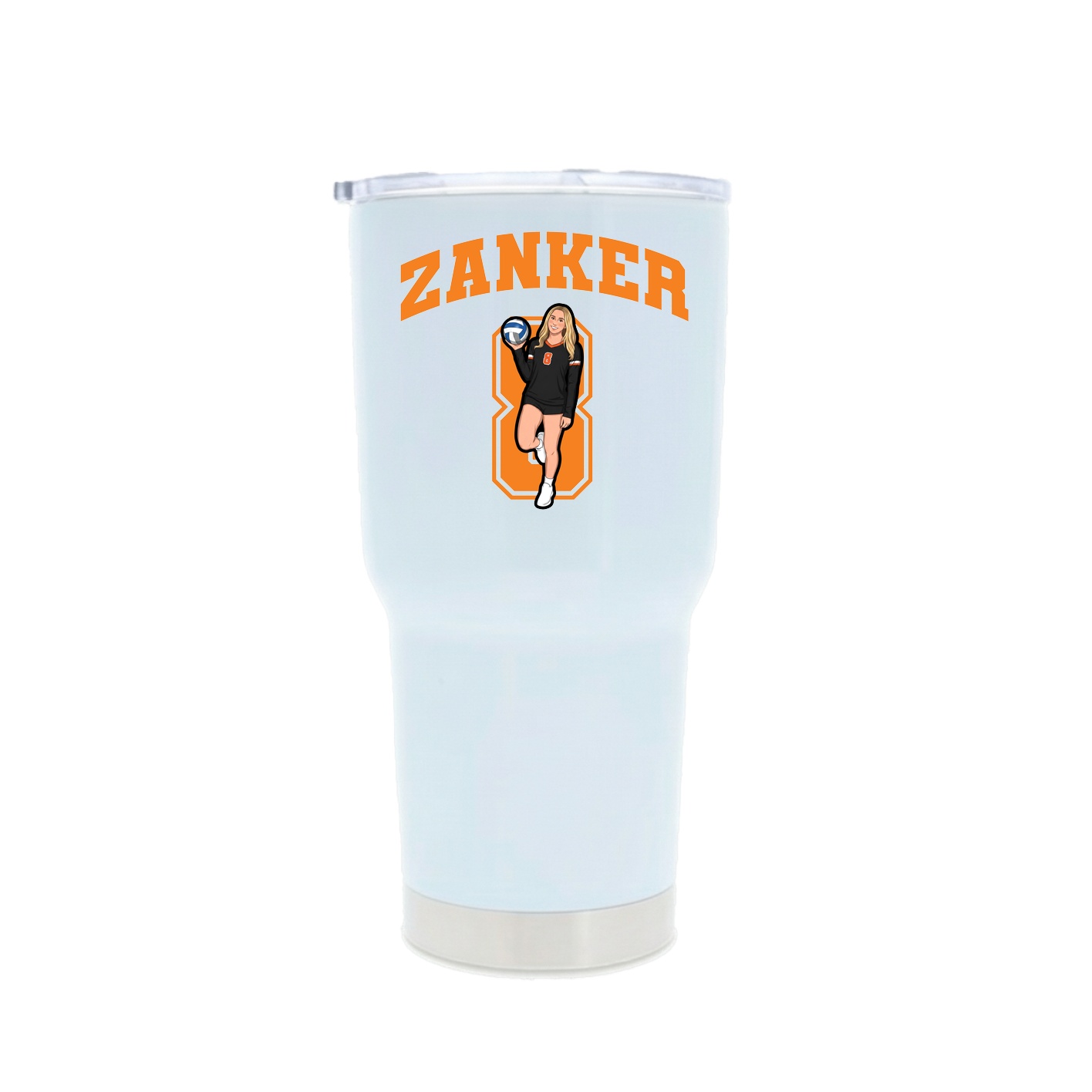 30oz Stainless Steel Tumbler — Number in White