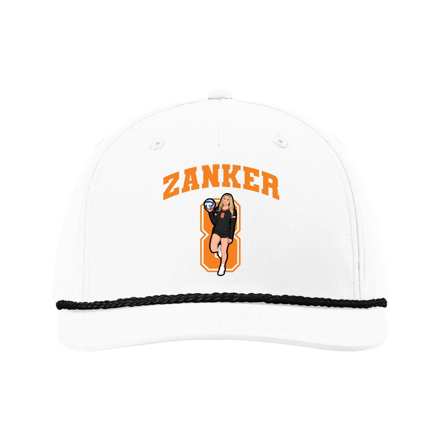 Five-Panel Classic Rope Cap — Number in White