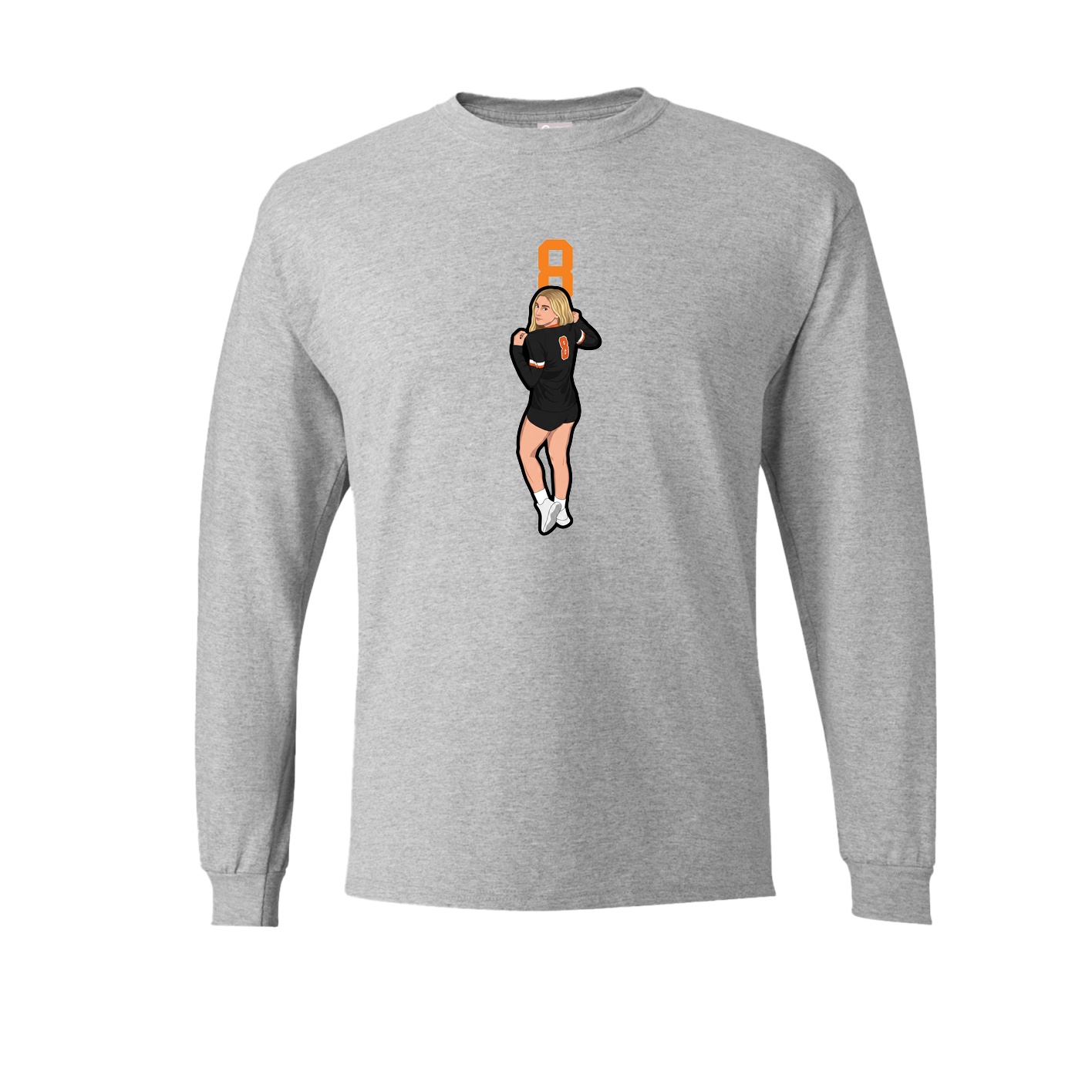 Long Sleeve Tee — Number Top in Grey