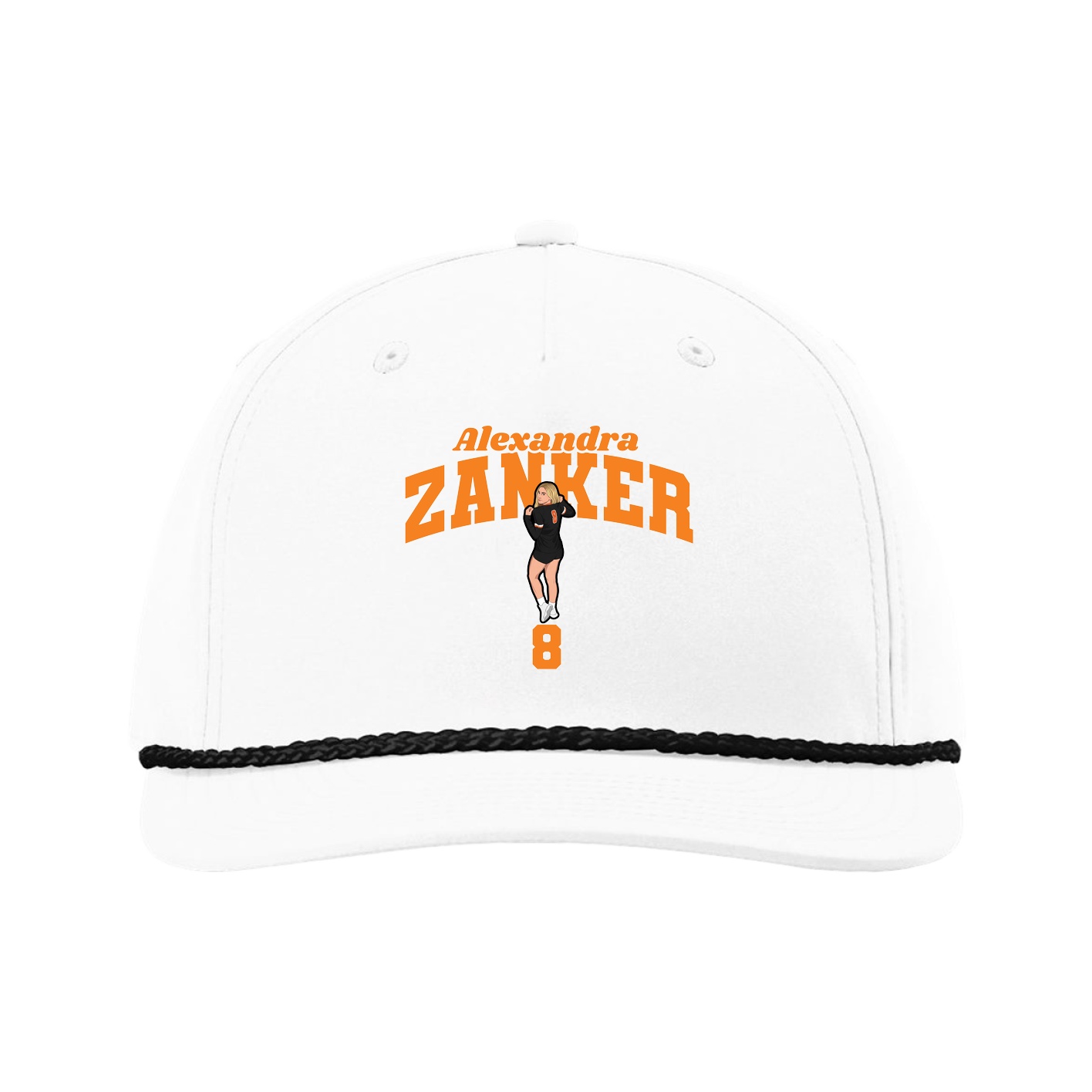 Five-Panel Classic Rope Cap — Signature Arch in White