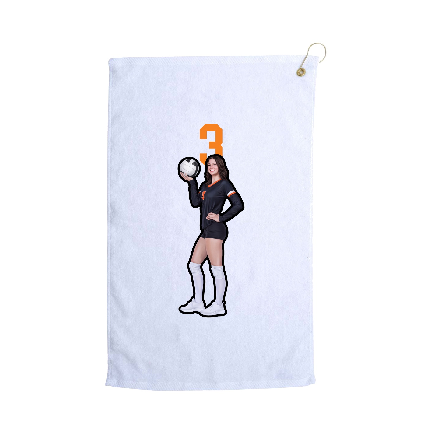 Golf Towel — Number Top in White