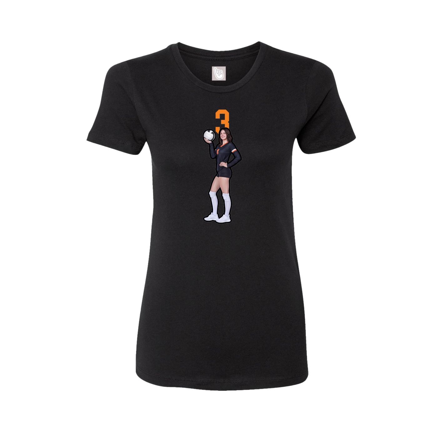 Fitted Women's Tee — Number Top in Black