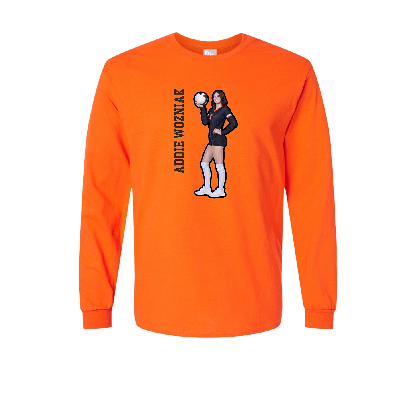 Long Sleeve Tee — Name Vertical in Orange