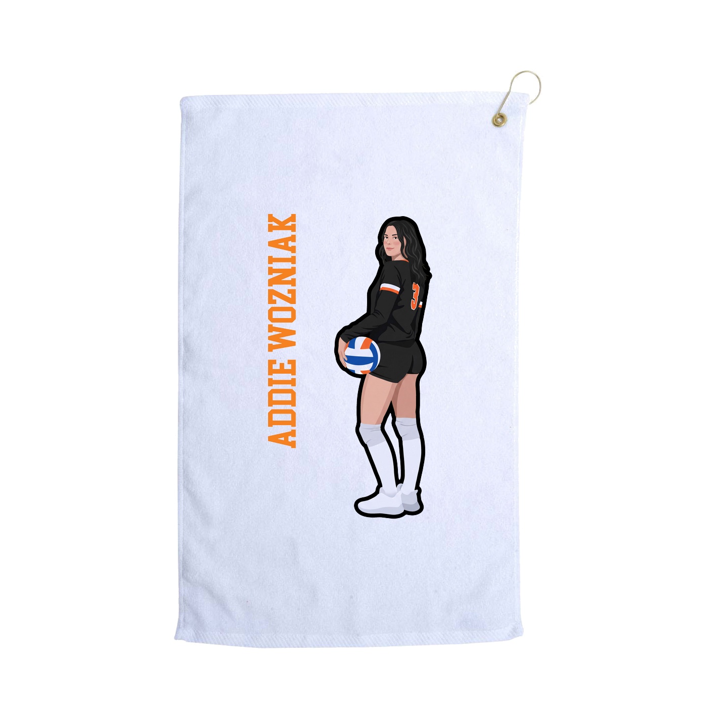 Golf Towel — Name Vertical in White