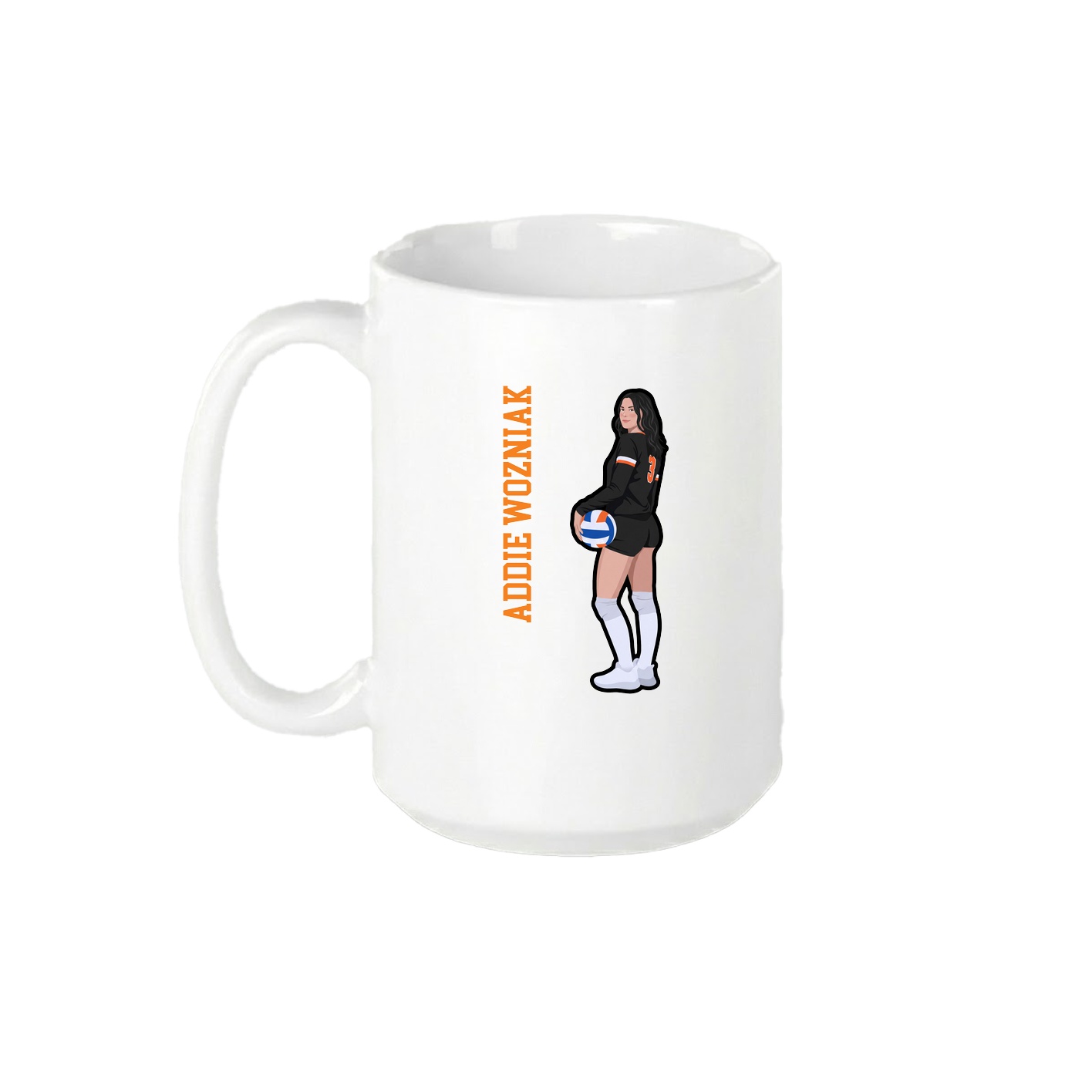 15oz Coffee Mug — Name Vertical in White