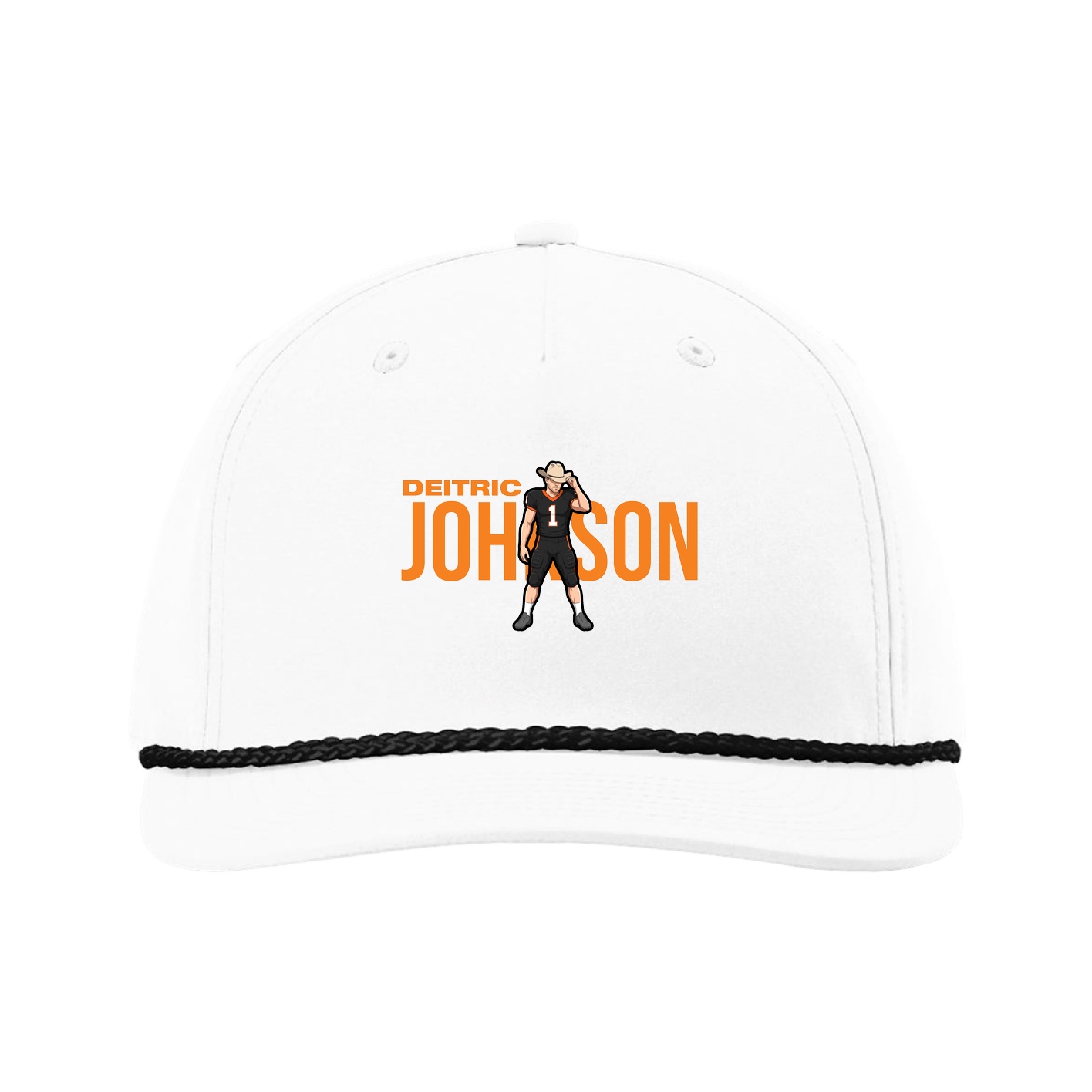 Five-Panel Classic Rope Cap — Player Name in White