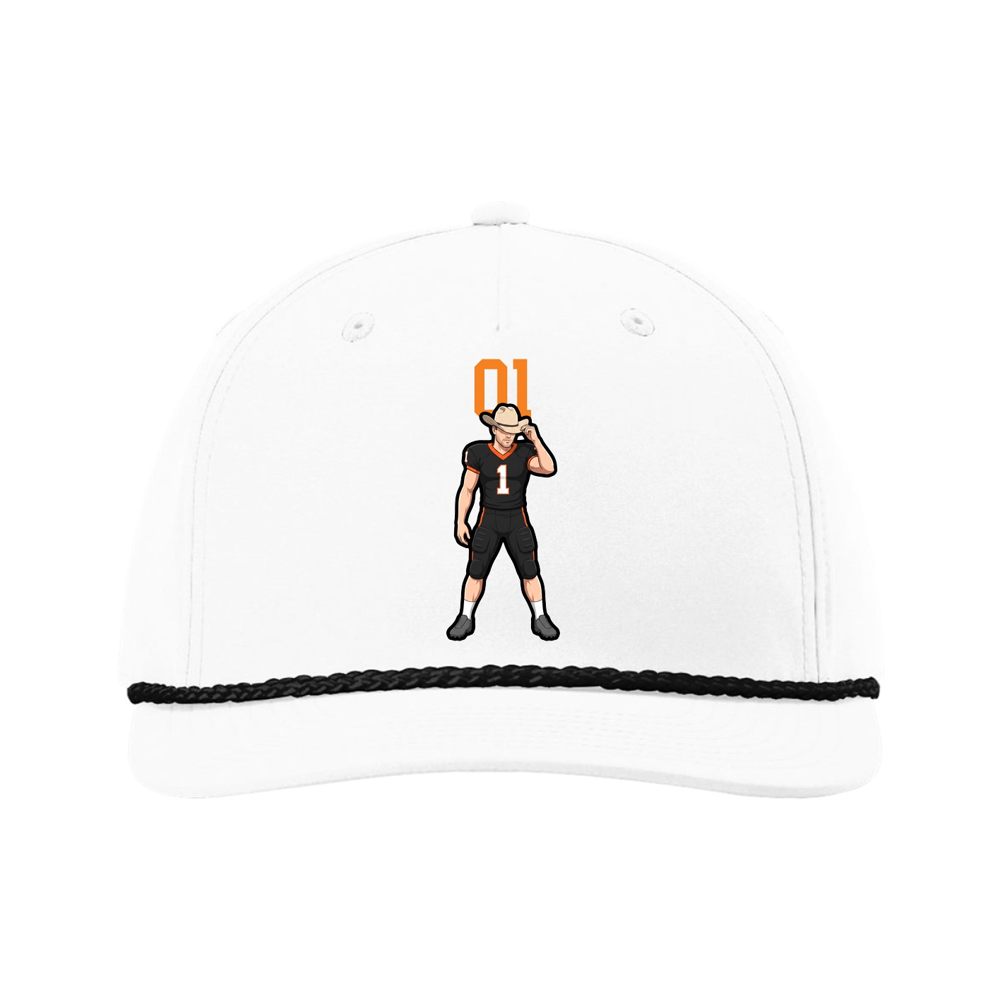 Five-Panel Classic Rope Cap — Number Top in White