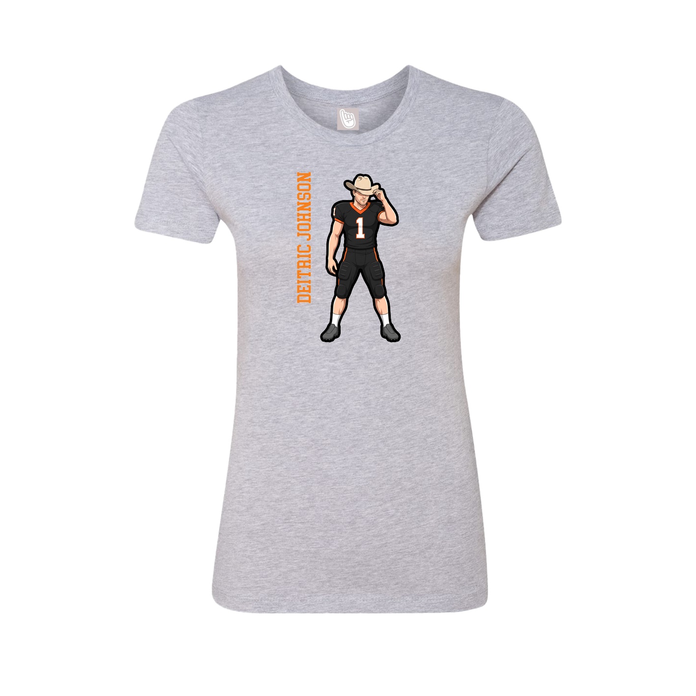 Fitted Women's Tee — Name Vertical in Grey