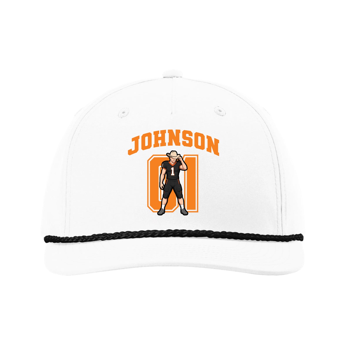 Five-Panel Classic Rope Cap — Number in White
