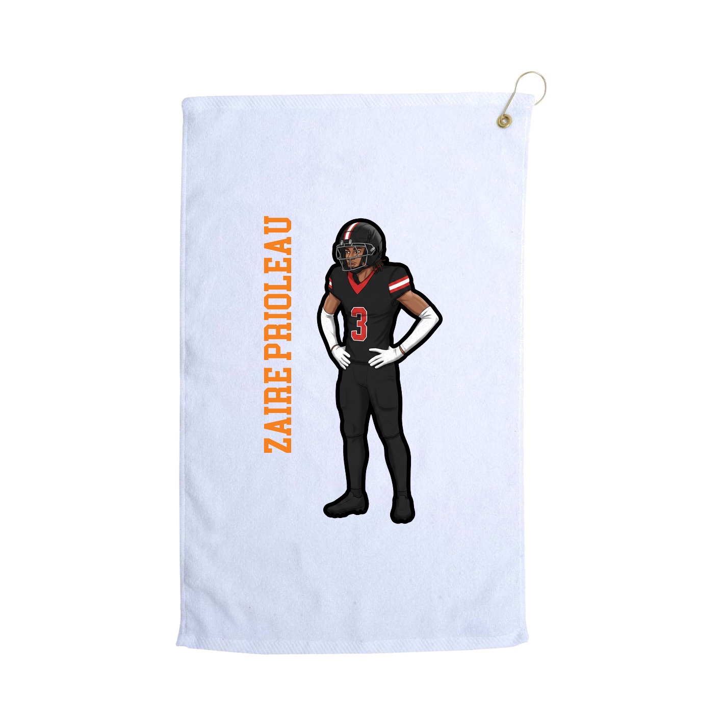Golf Towel — Name Vertical in White