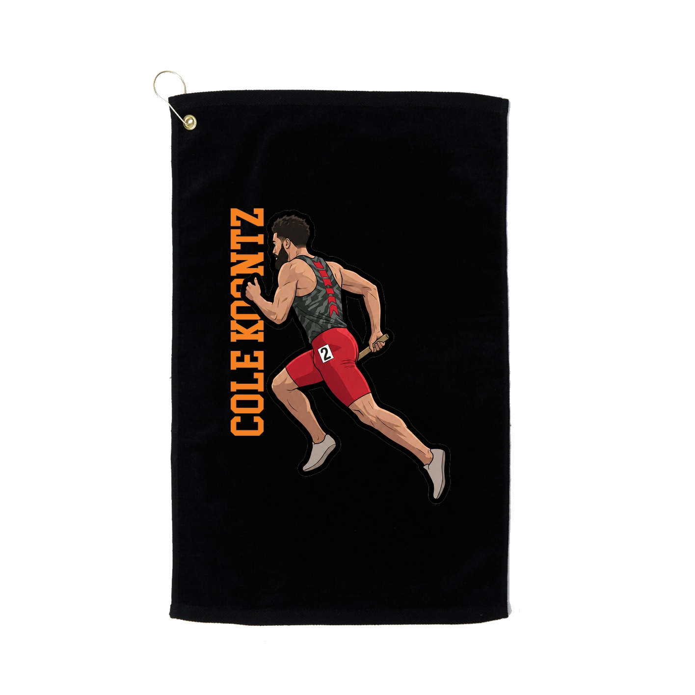Golf Towel — Name Vertical in Black