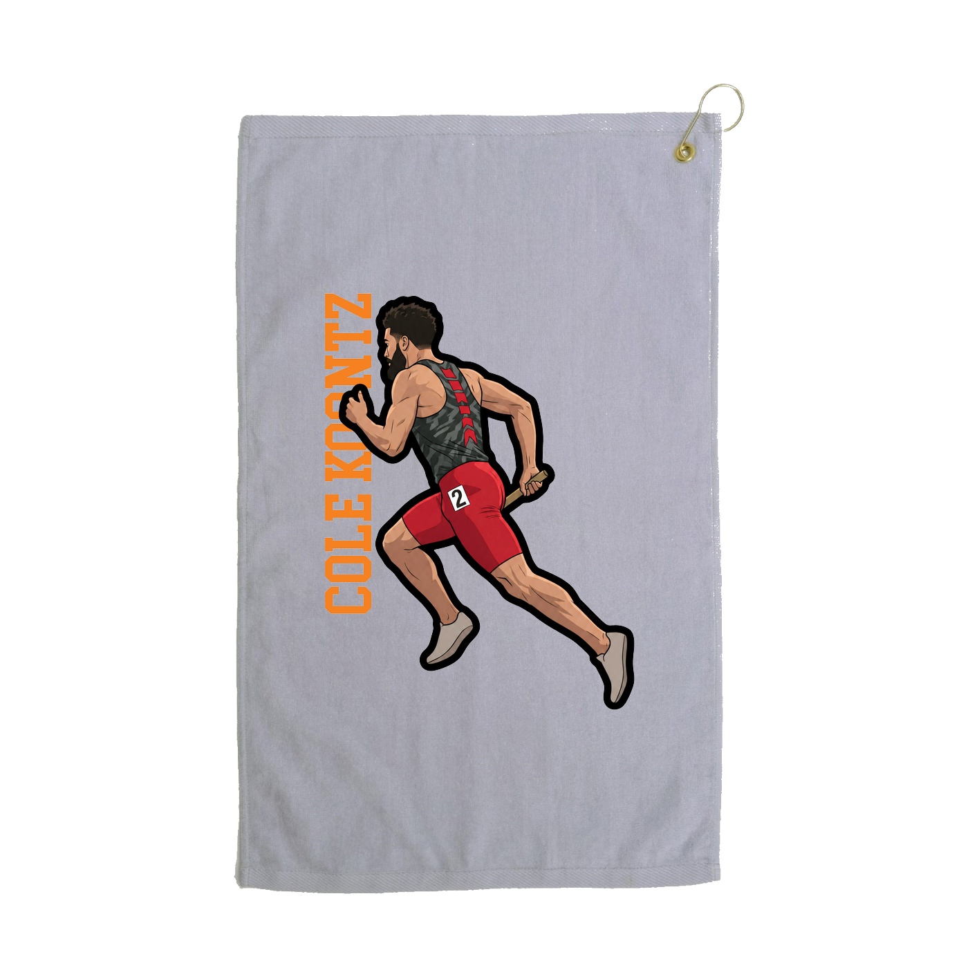 Golf Towel — Name Vertical in Grey
