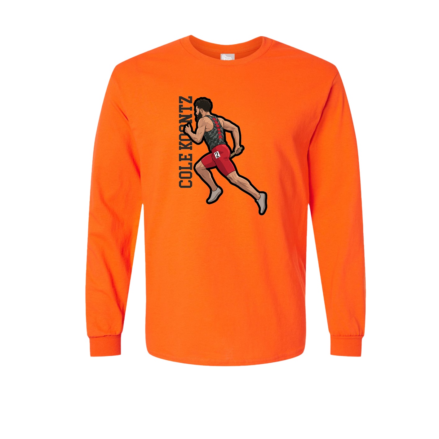 Long Sleeve Tee — Name Vertical in Orange