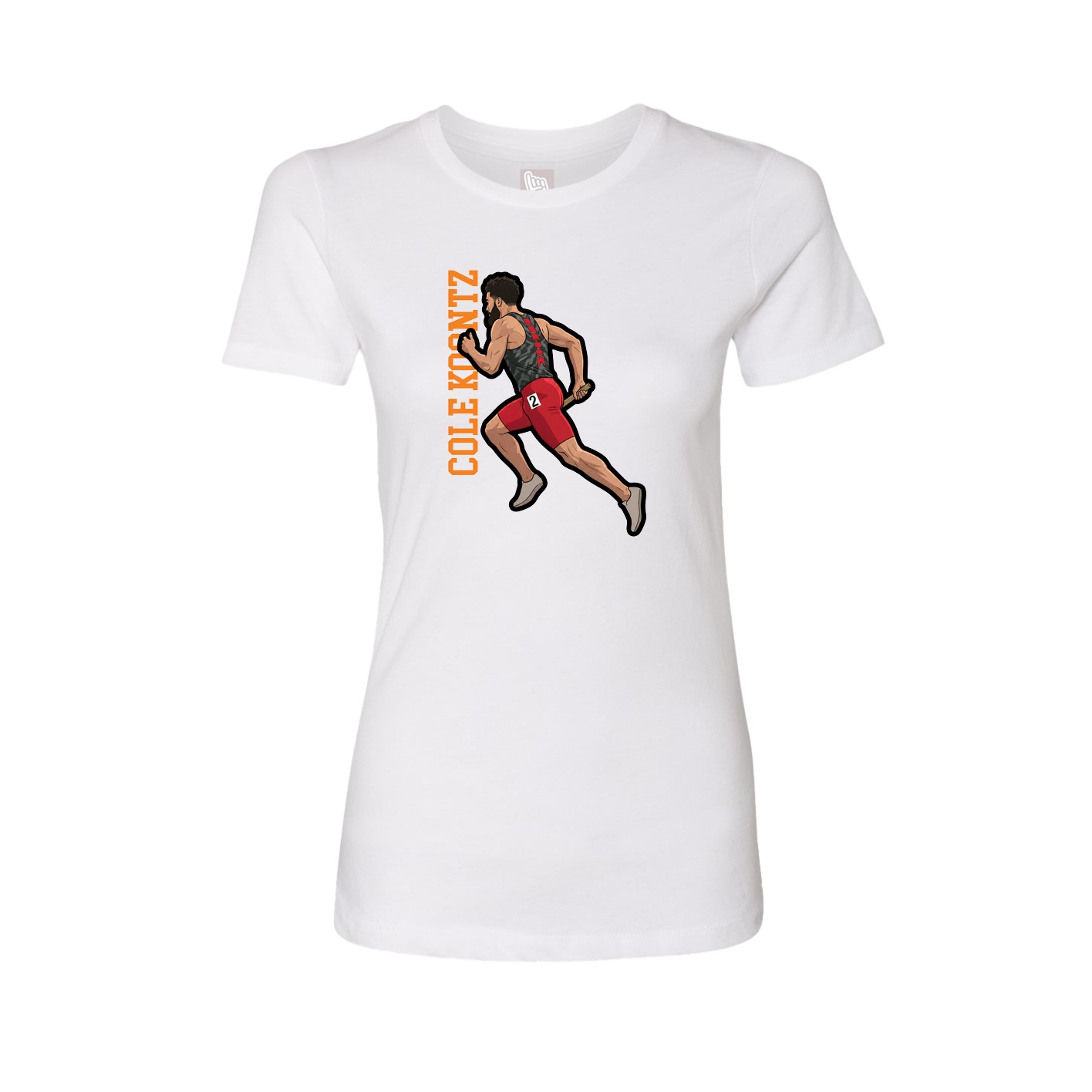 Fitted Women's Tee — Name Vertical in White