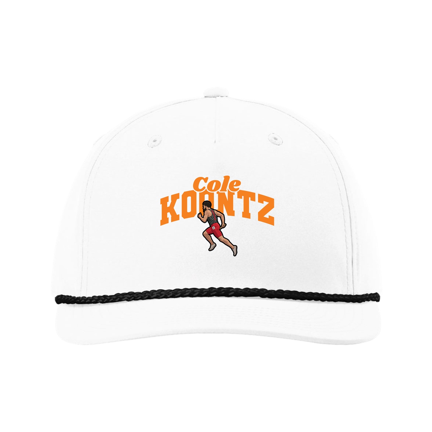 Five-Panel Classic Rope Cap — Signature Arch in White