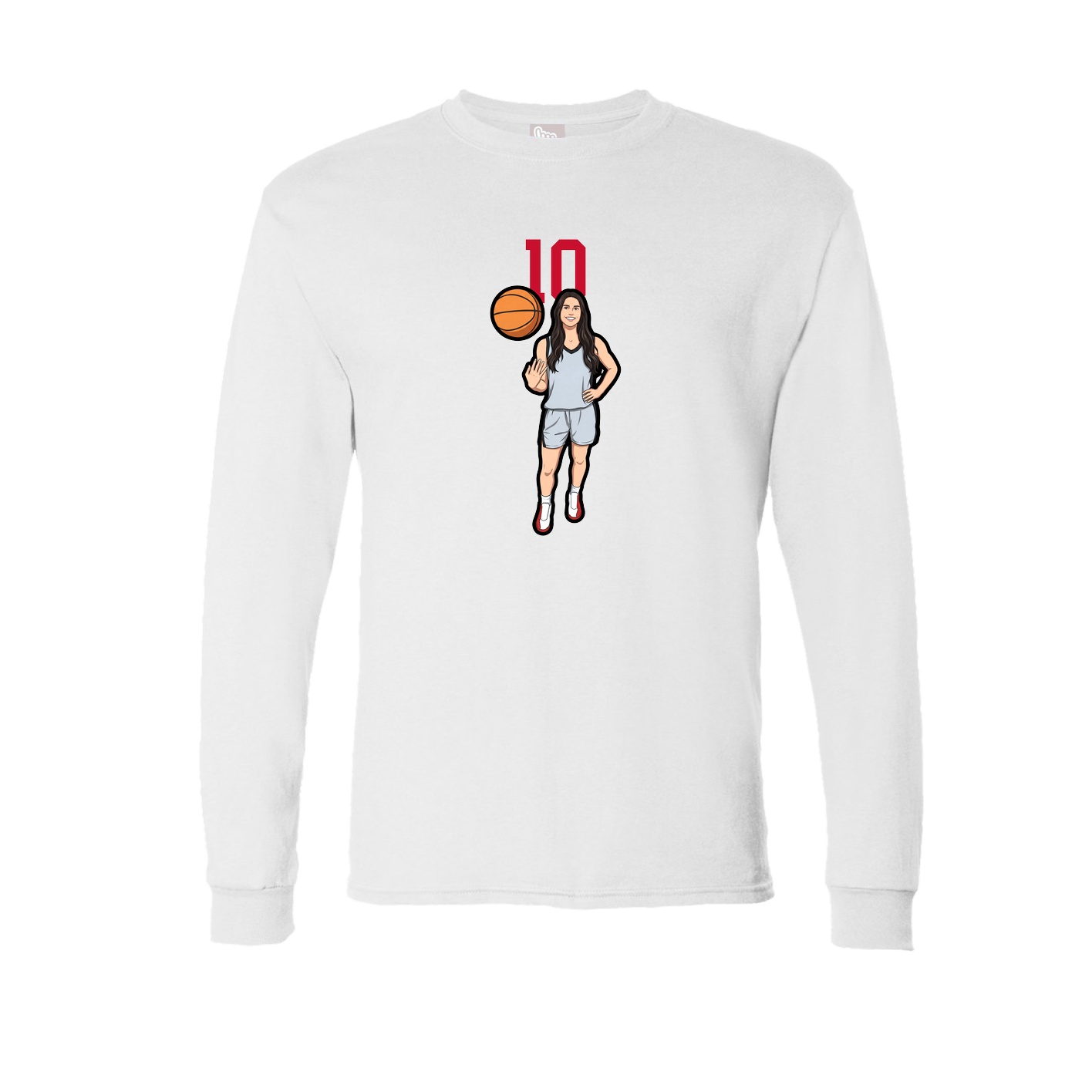 Long Sleeve Tee — Number Top in White