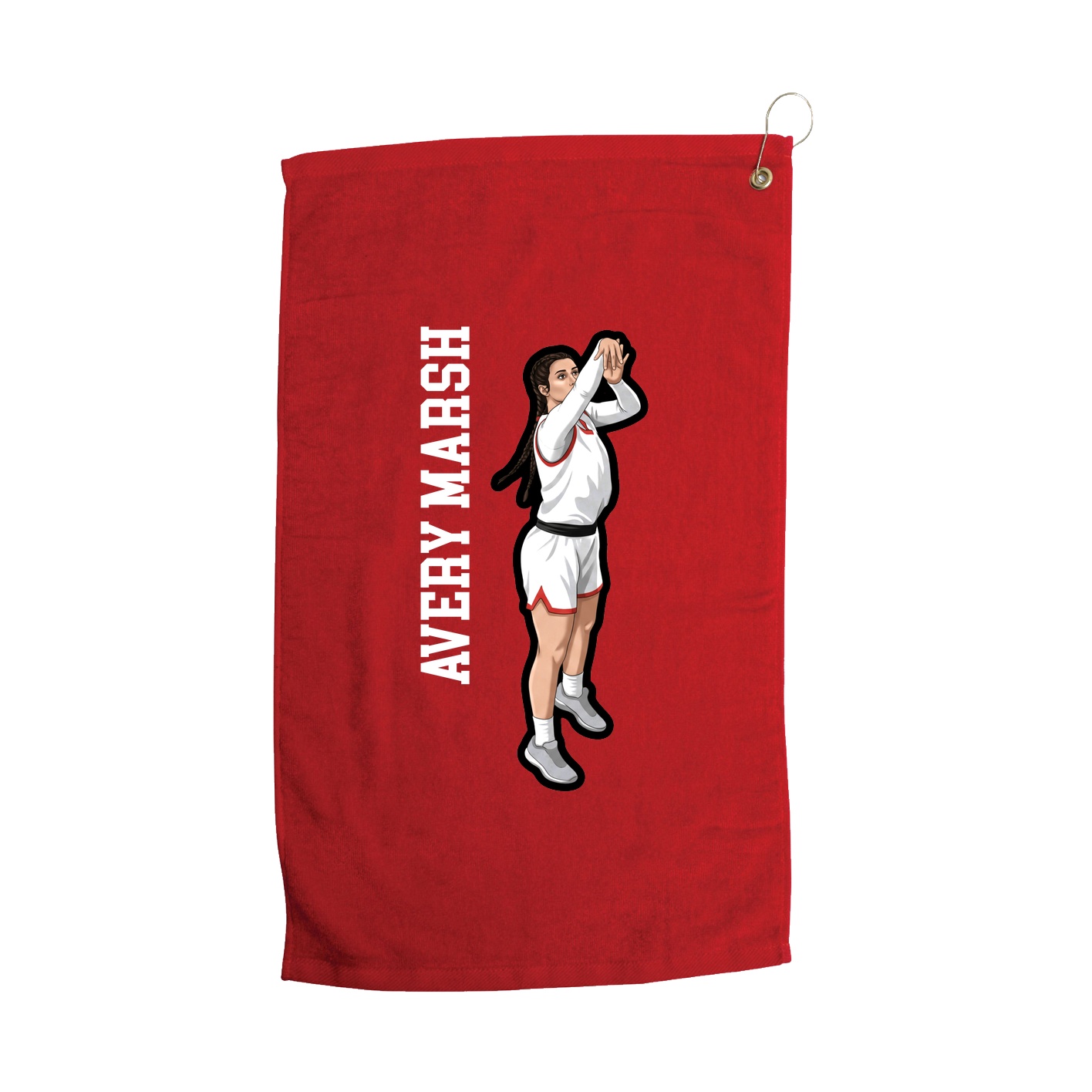 Golf Towel — Name Vertical in Red